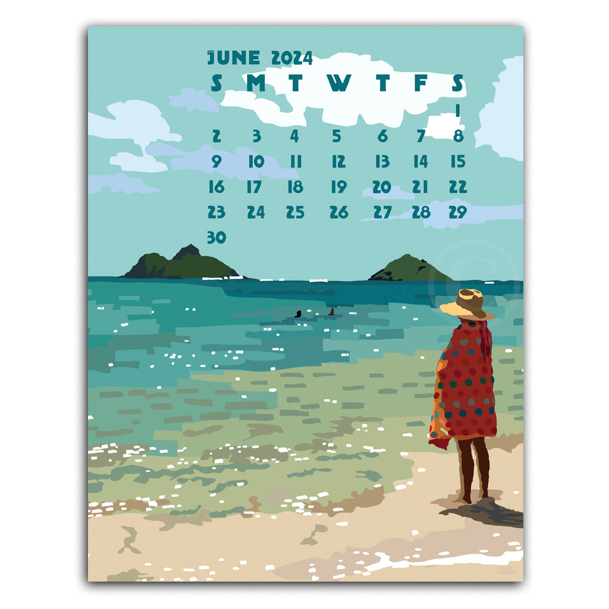 2024 POSTER Art Calendar 11x14 poster style of Maine and New England