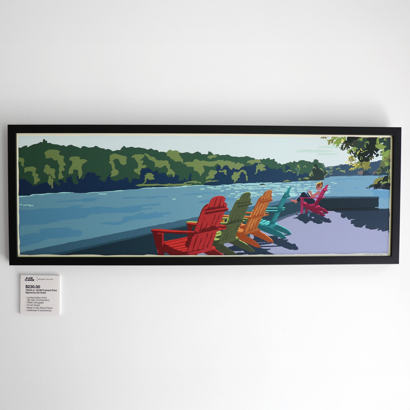Summer Chairs Art Print 12" x 36" Framed Wall Poster - Maine