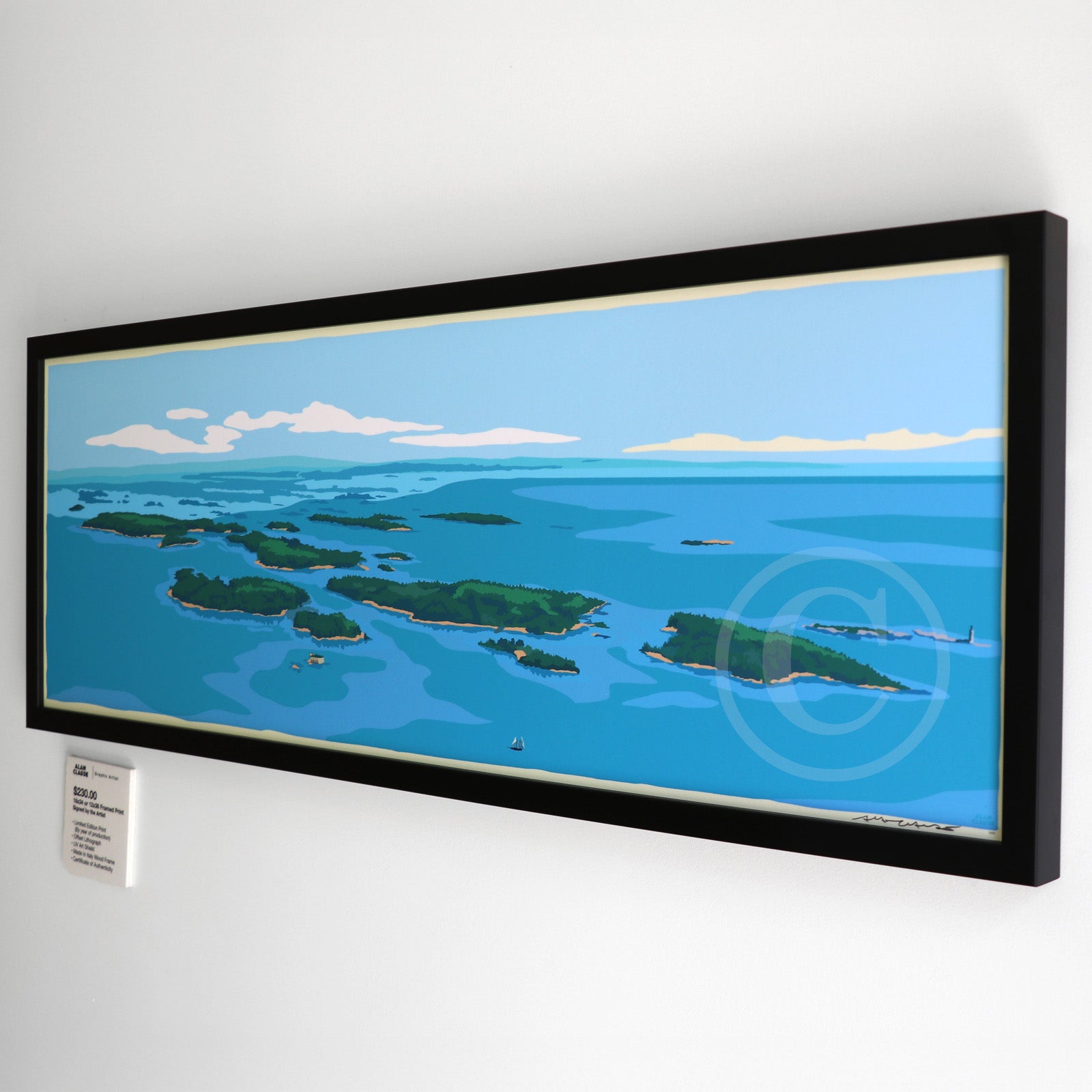 Casco Bay Art Print 12" x 36" Framed Wall Poster - Maine
