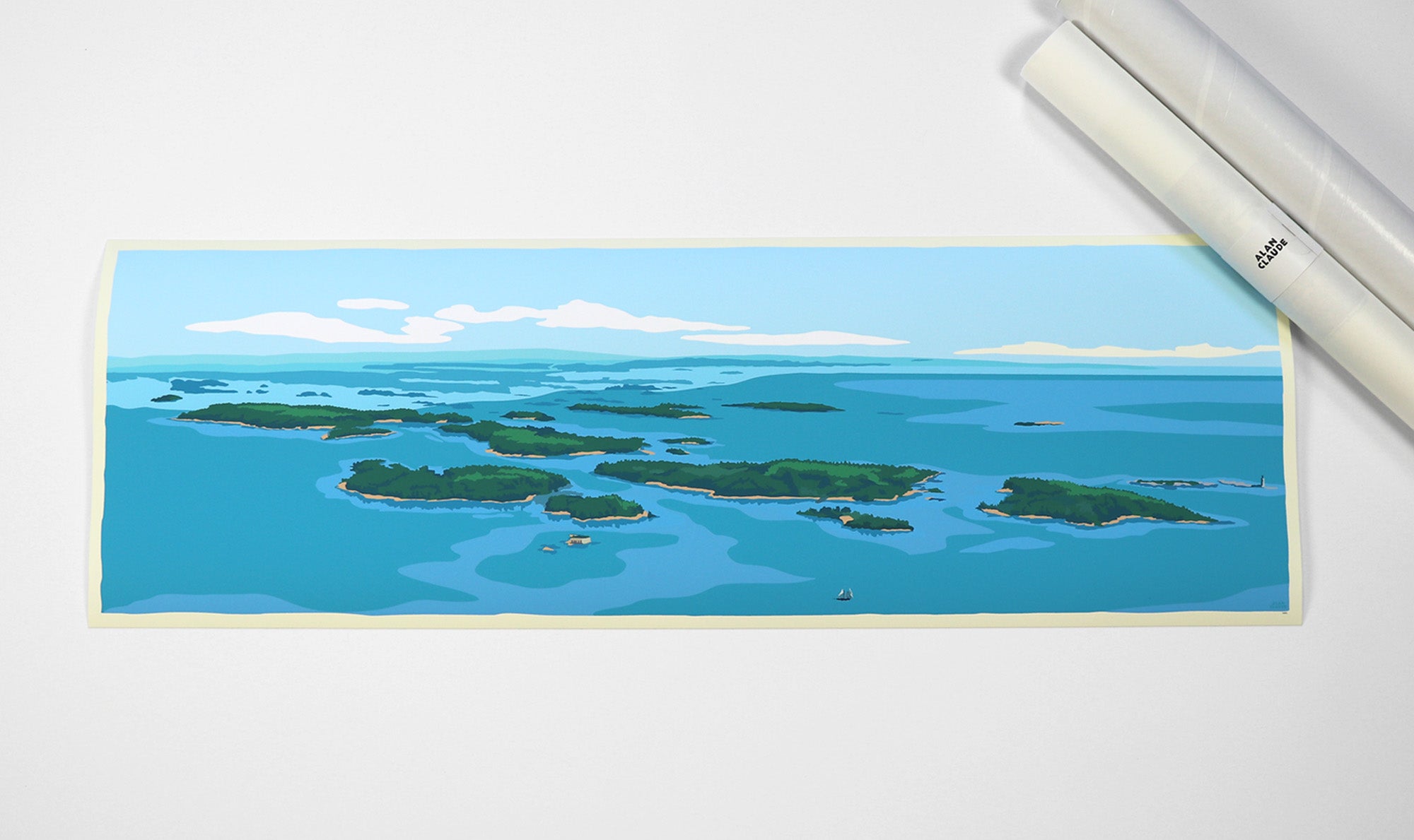 Casco Bay Art Print 12" x 36" Poster - Maine