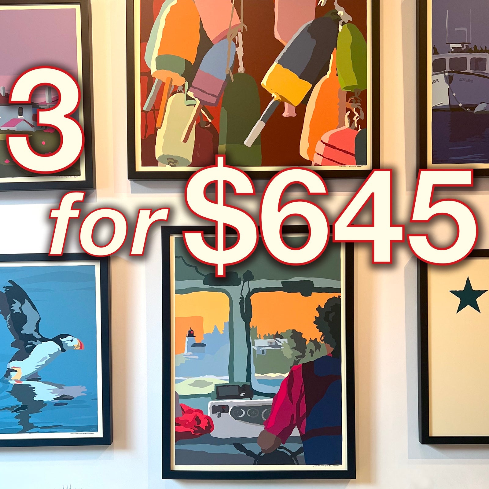 3 FRAMED 18x24's Prints for $645