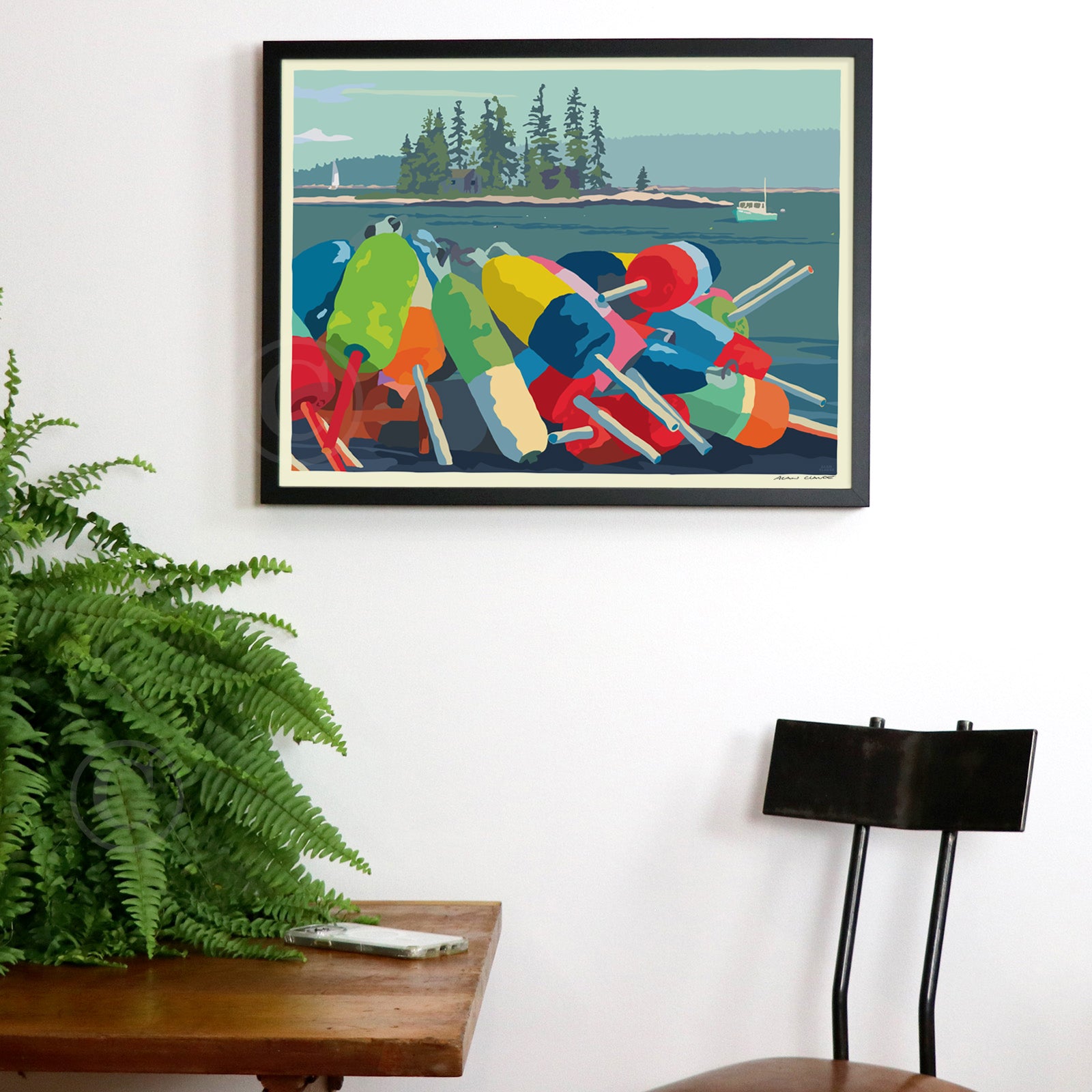 Oh Buoy! Art Print 18" x 24" Horizontal Framed Wall Poster By Alan Claude - Maine