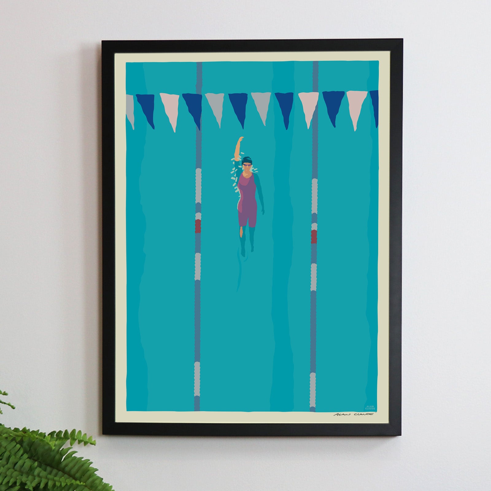 Backstroke Art Print 18" x 24" Framed Wall Poster By Alan Claude - Maine
