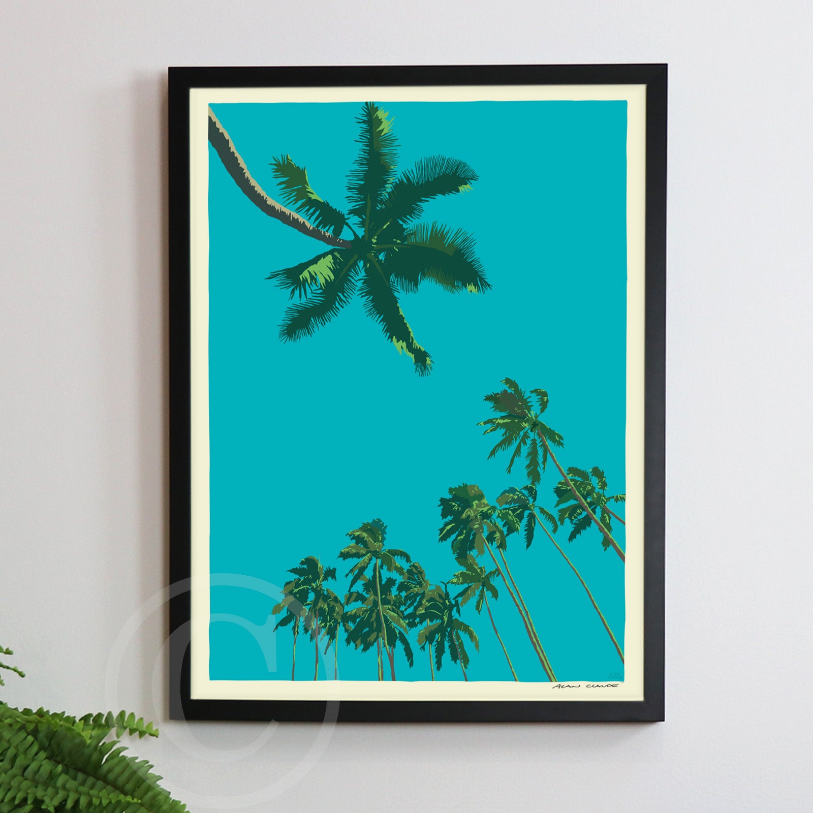 Coconut Sky Art Print 18" x 24" Framed Wall Poster By Alan Claude