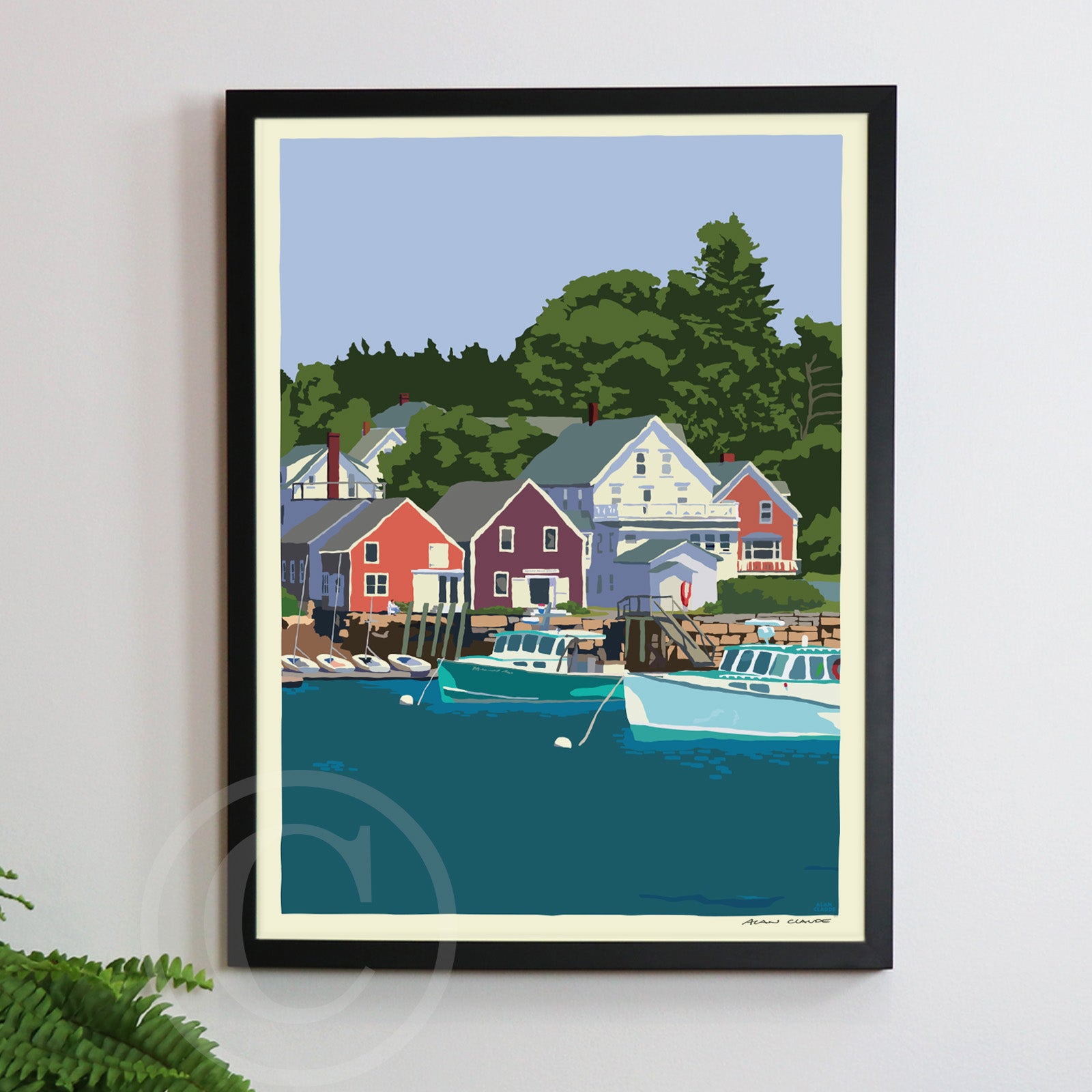 East Coast Haven Vertical Art Print 18" x 24" Framed Wall Poster By Alan Claude - Maine