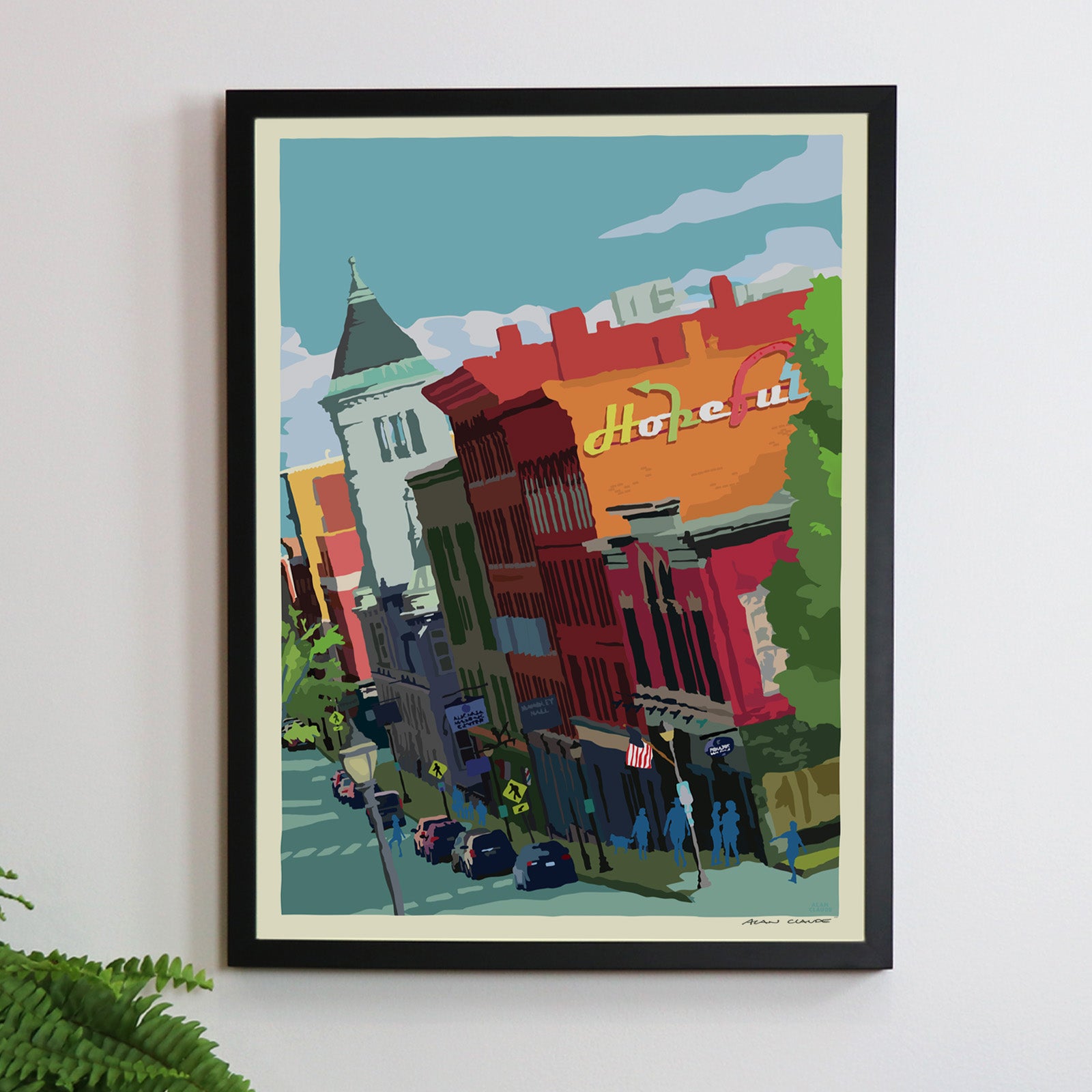 Hopeful Augusta Art Print 18" x 24" Framed Wall Poster By Alan Claude - Maine