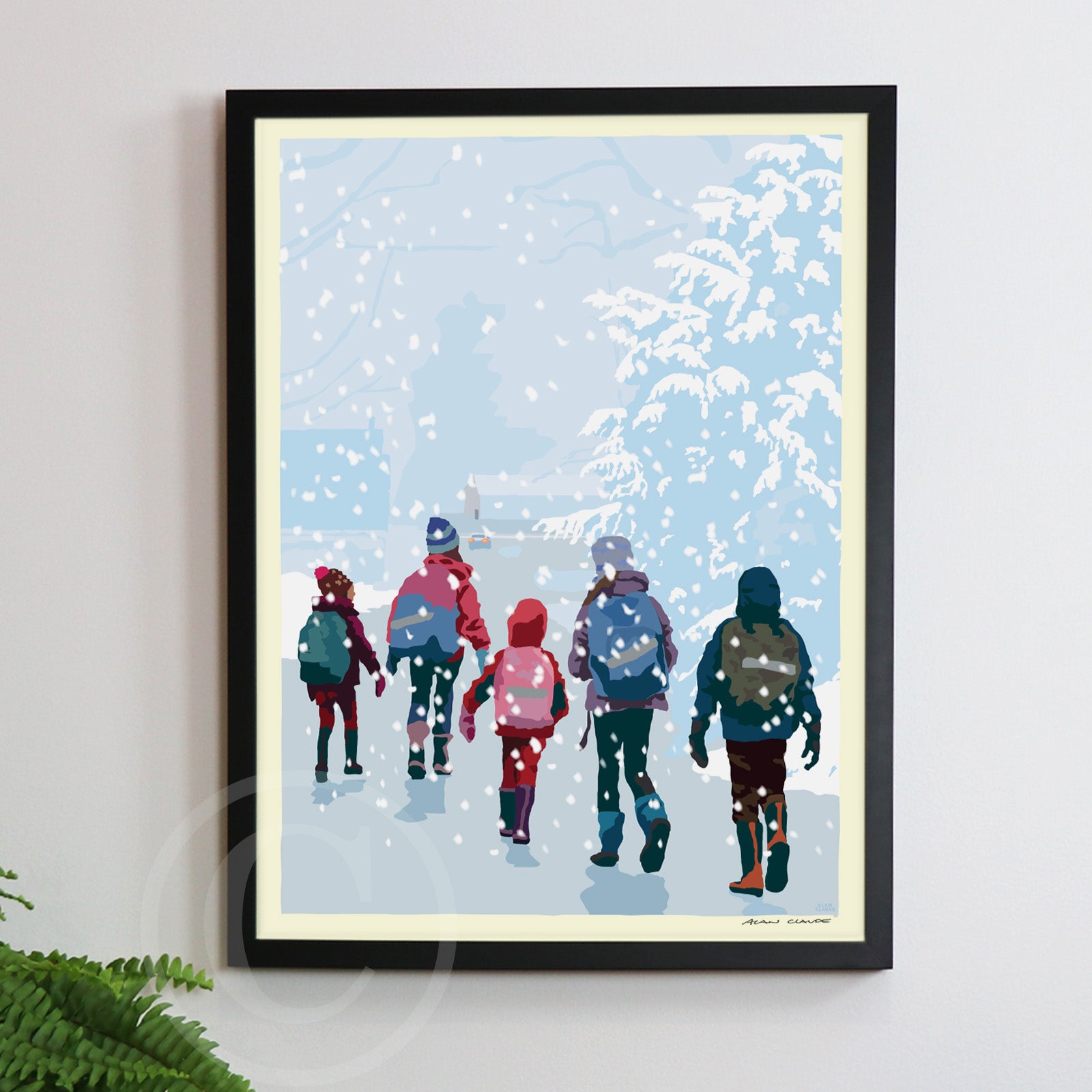 Just A Flurry Art Print 18" x 24" Framed Wall Poster By Alan Claude - Maine