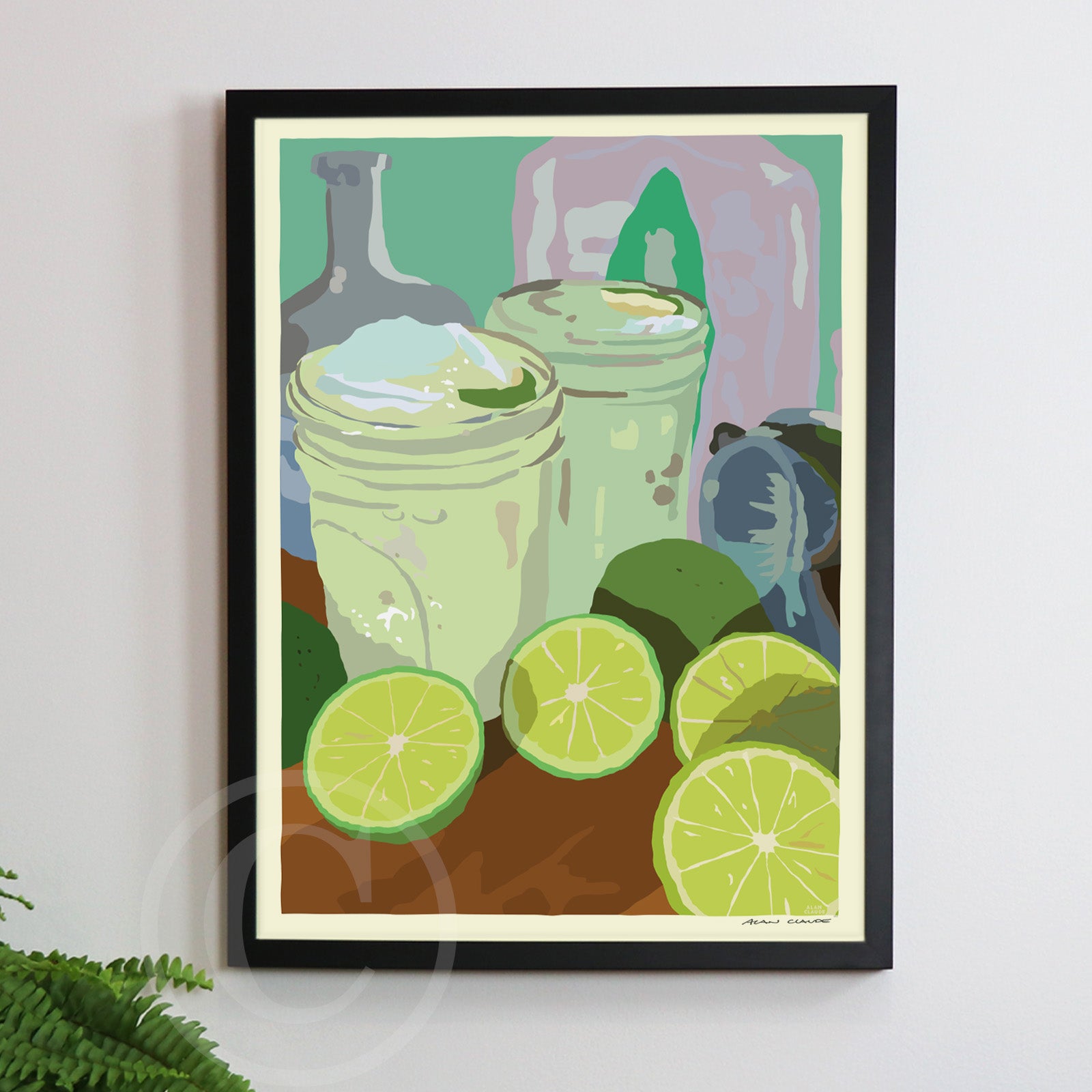 Margarita Time! Art Print 18" x 24" Framed Wall Poster By Alan Claude - Maine