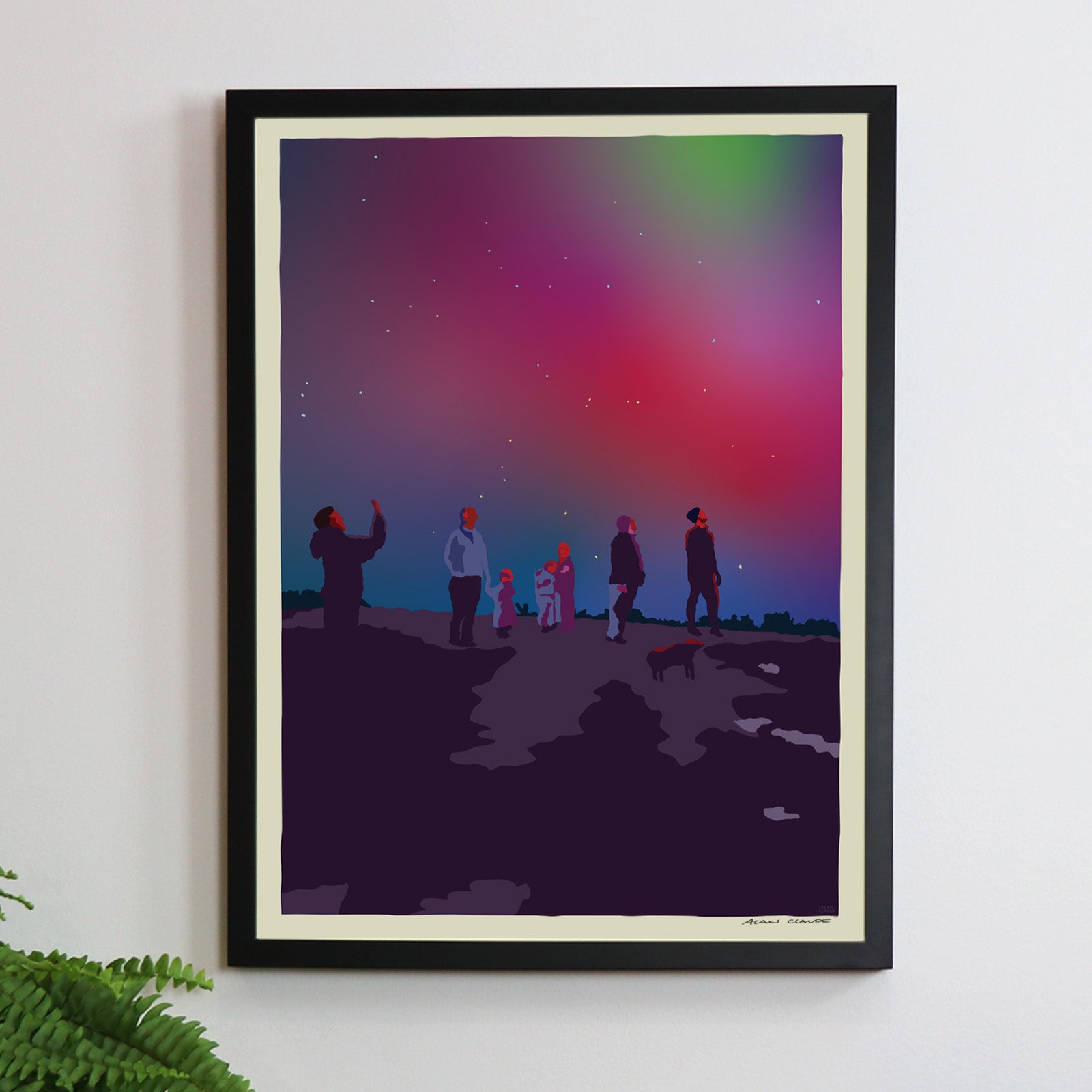 Northern Lights Art Print 18" x 24" Framed Wall Poster By Alan Claude - Maine