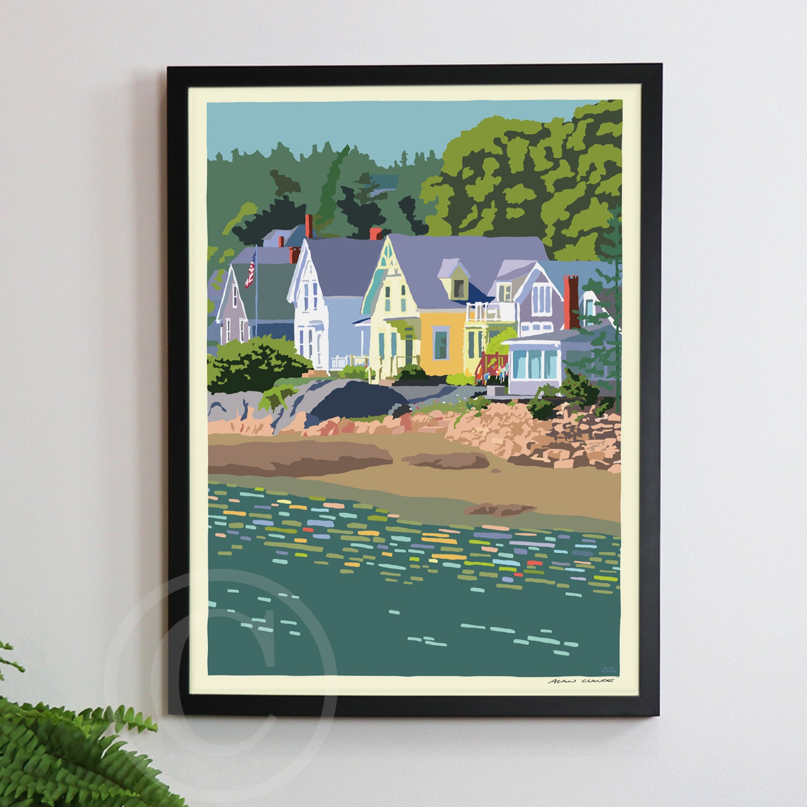 Summer Light Art Print 18" x 24" Framed Wall Poster By Alan Claude - Maine