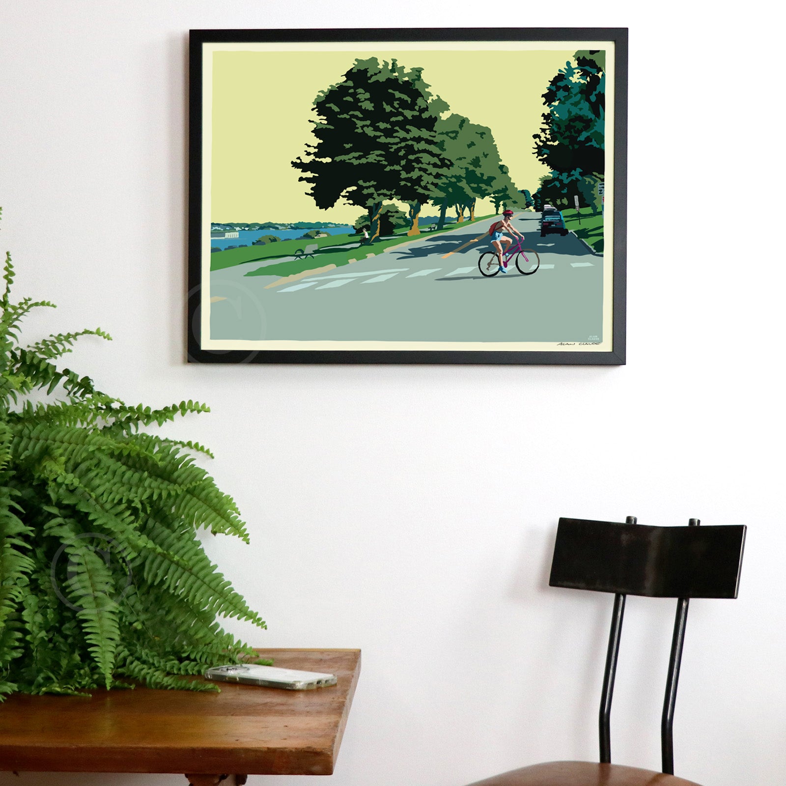 Eastern Promenade Afternoon Art Print 18" x 24" Framed Wall Poster By Alan Claude - Maine