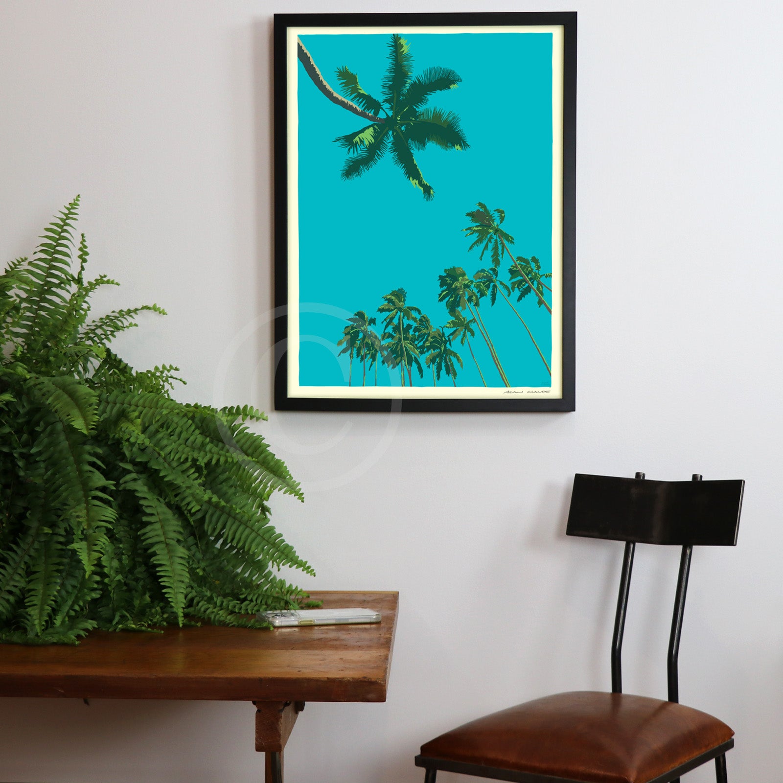 Coconut Sky Art Print 18" x 24" Framed Wall Poster By Alan Claude
