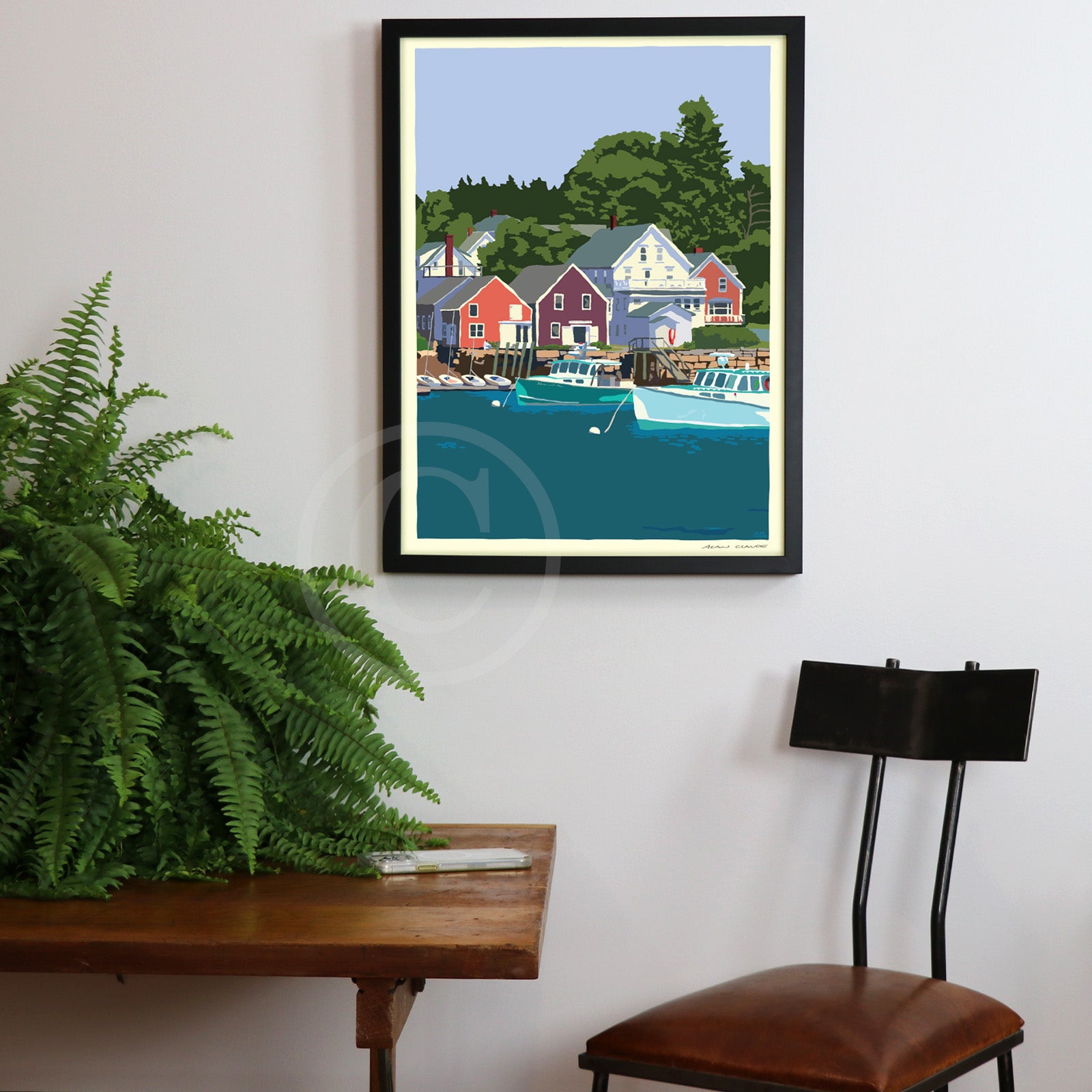 East Coast Haven Vertical Art Print 18" x 24" Framed Wall Poster By Alan Claude - Maine