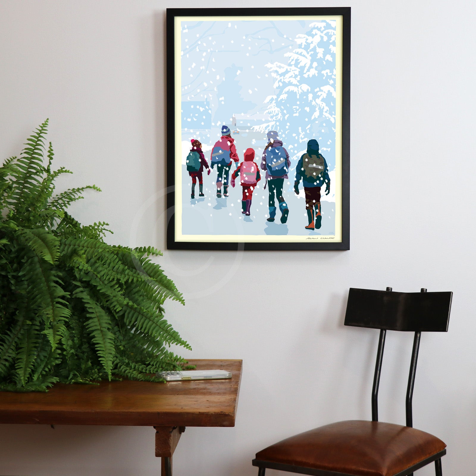 Just A Flurry Art Print 18" x 24" Framed Wall Poster By Alan Claude - Maine