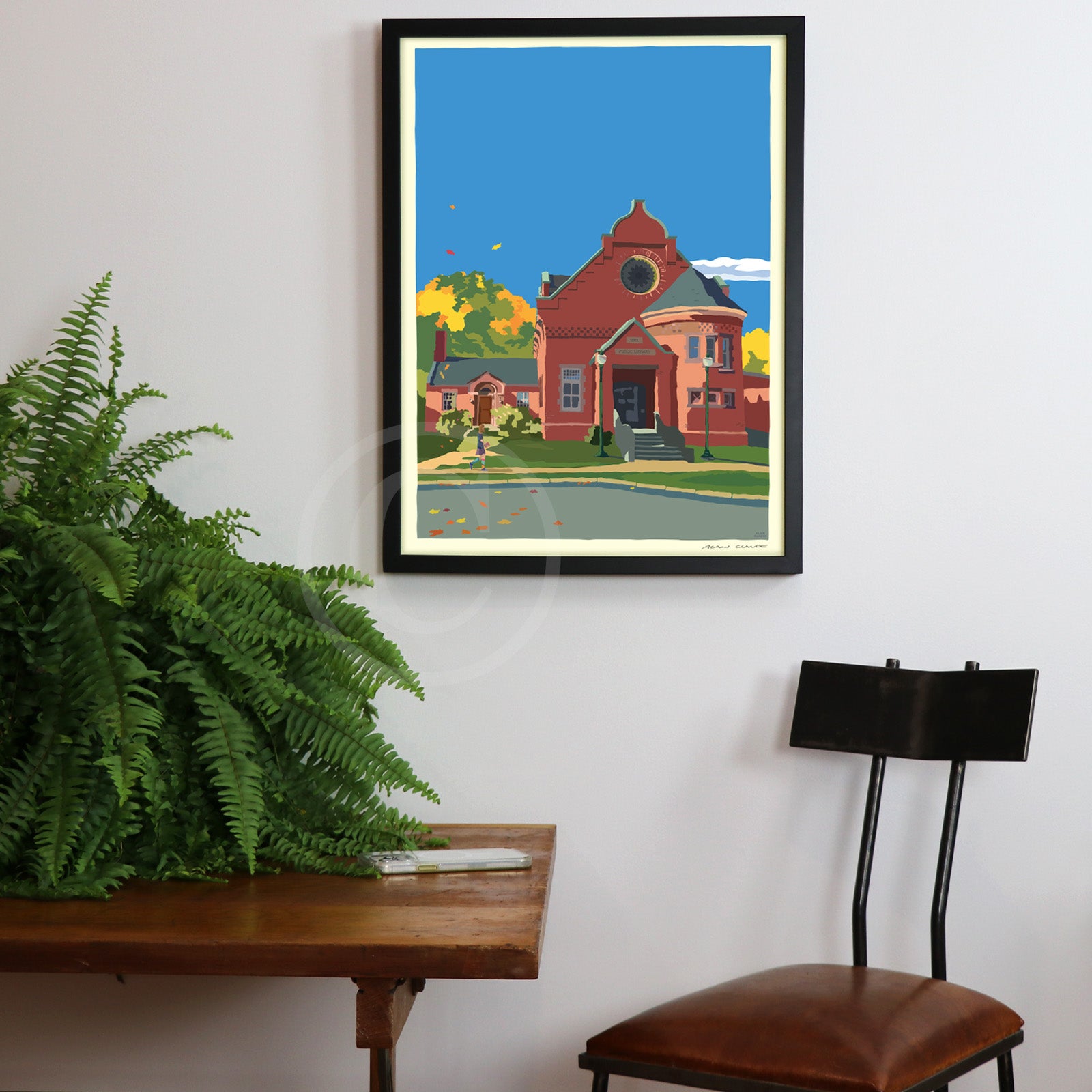 Let's Go To The Library Art Print 18" x 24" Framed Wall Poster By Alan Claude - Maine