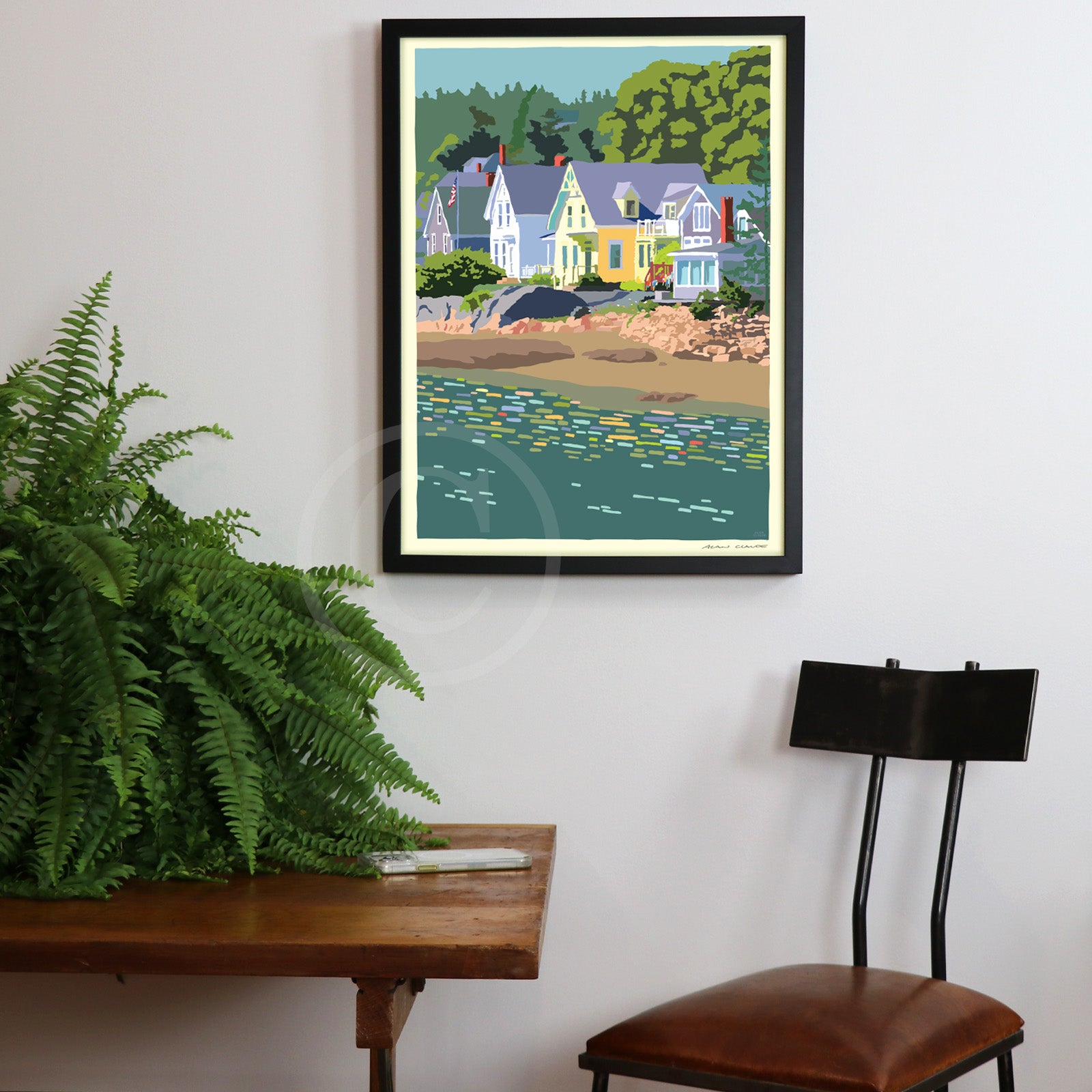 Summer Light Art Print 18" x 24" Framed Wall Poster By Alan Claude - Maine