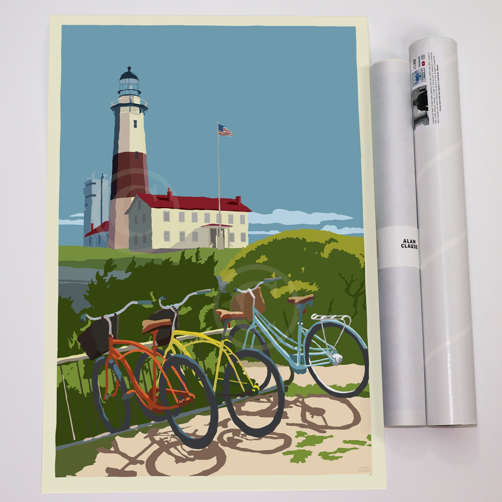 18x24 Montauk Bicycles Art Print Wall Poster By Alan Claude - Long Island, New York