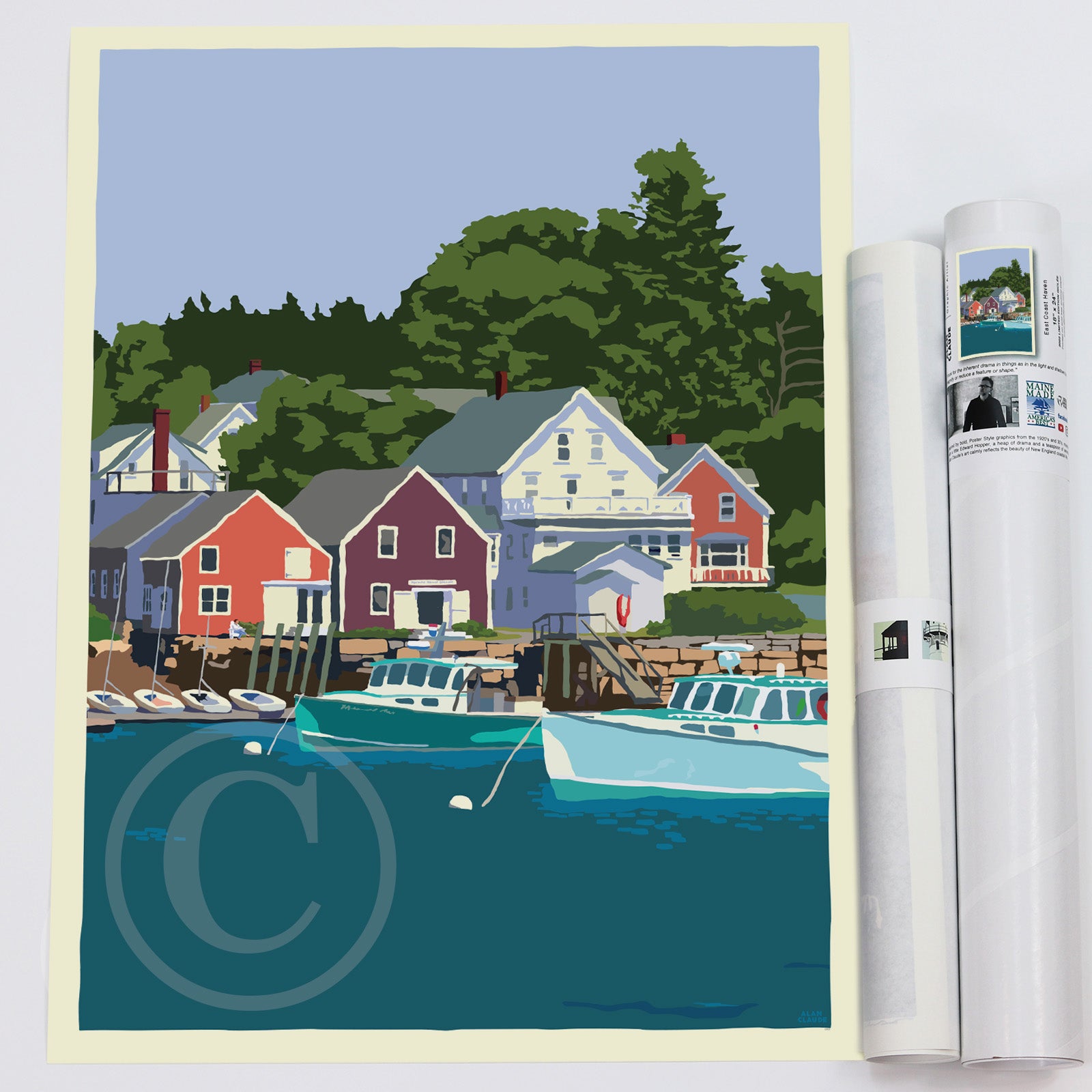 East Coast Haven (Vertical) Art Print 18" x 24" Wall Poster By Alan Claude - Maine