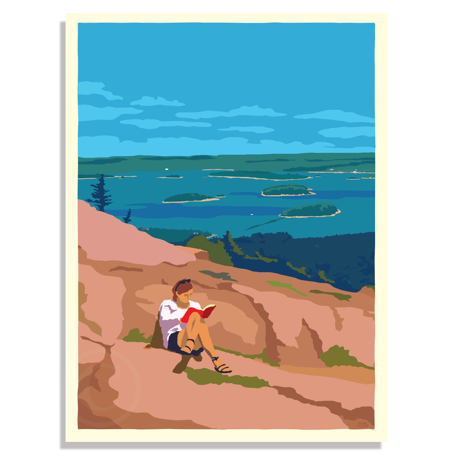 Good Book In Acadia Art Print 18" x 24" Wall Poster By Alan Claude - Maine