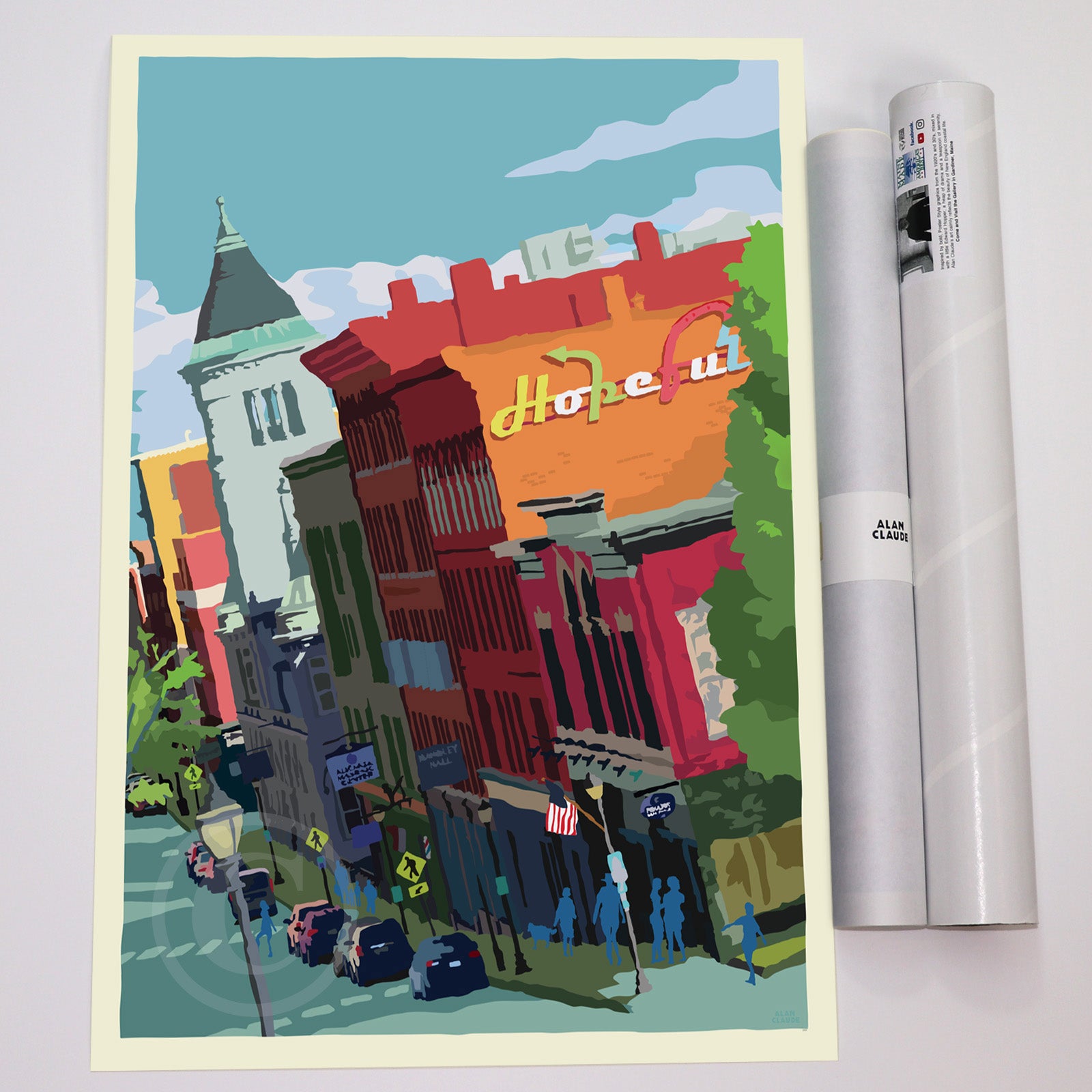 18" x 24" Hopeful Augusta Art Print Wall Poster By Alan Claude - Maine