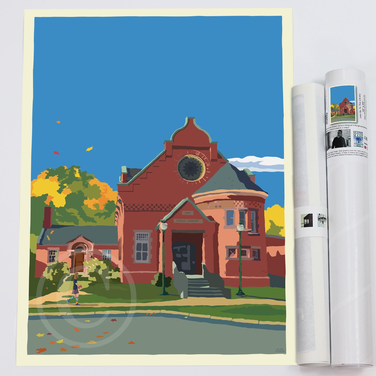 Lets Go To The Library Art Print 18" x 24" Wall Poster By Alan Claude - Maine
