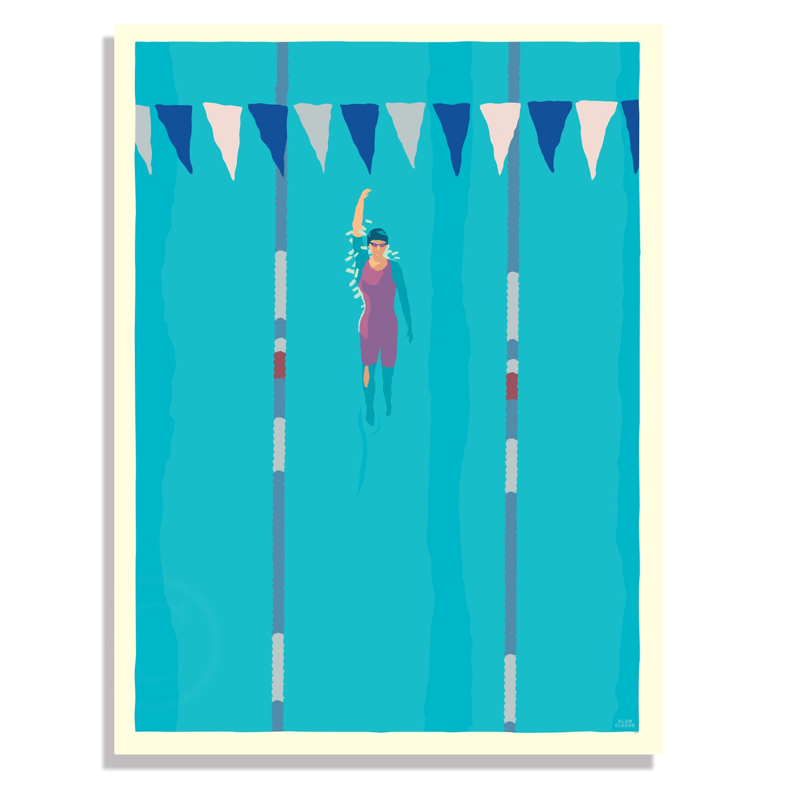 18" x 24" Backstroke Art Print Wall Poster By Alan Claude - Maine