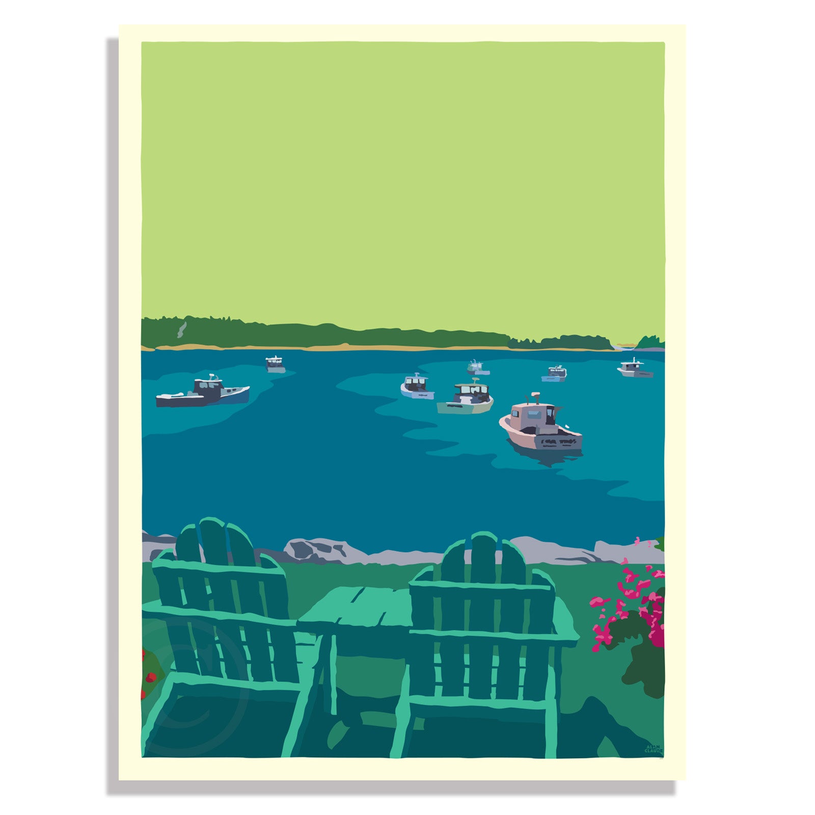 Chairished View Art Print 18" x 24" Wall Poster By Alan Claude - Maine