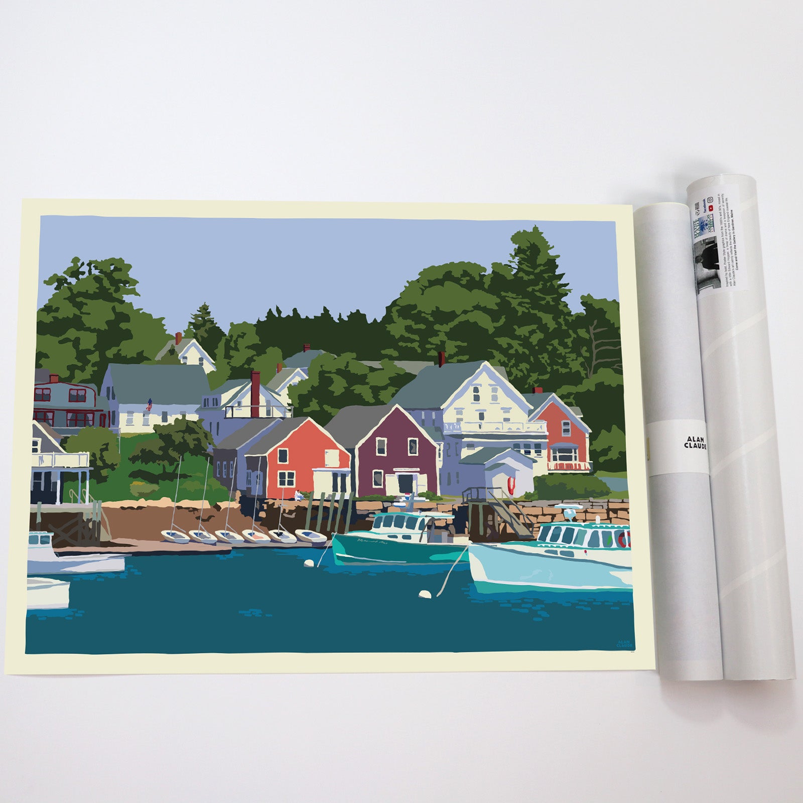 East Coast Haven (Horizontal) Art Print 18" x 24" Wall Poster By Alan Claude - Maine