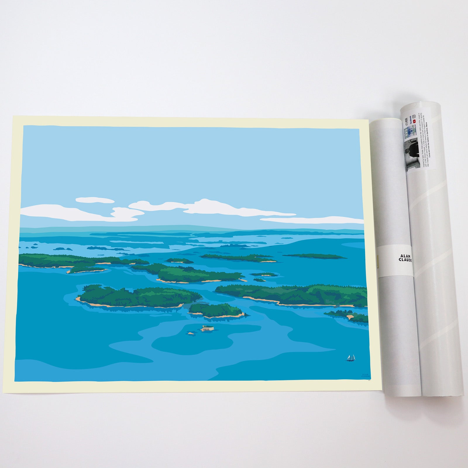 Casco Bay Art Print 18" x 24" Wall Poster By Alan Claude - Maine