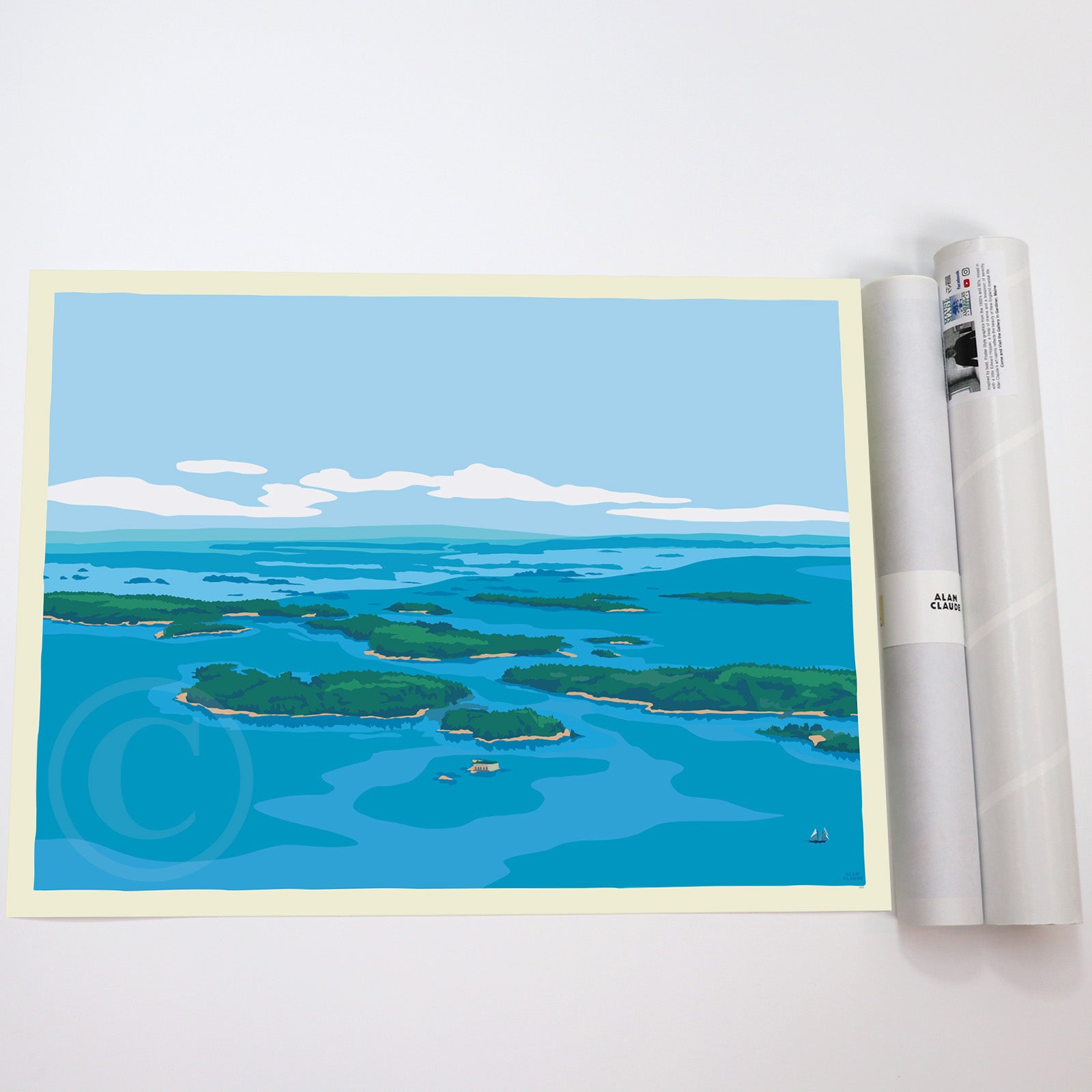 Casco Bay Art Print 18" x 24" Wall Poster By Alan Claude - Maine