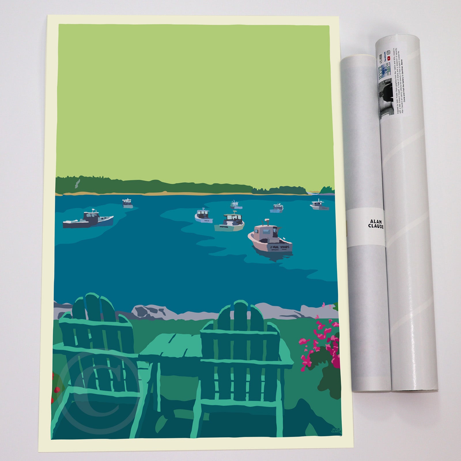 Chairished View Art Print 18" x 24" Wall Poster By Alan Claude - Maine
