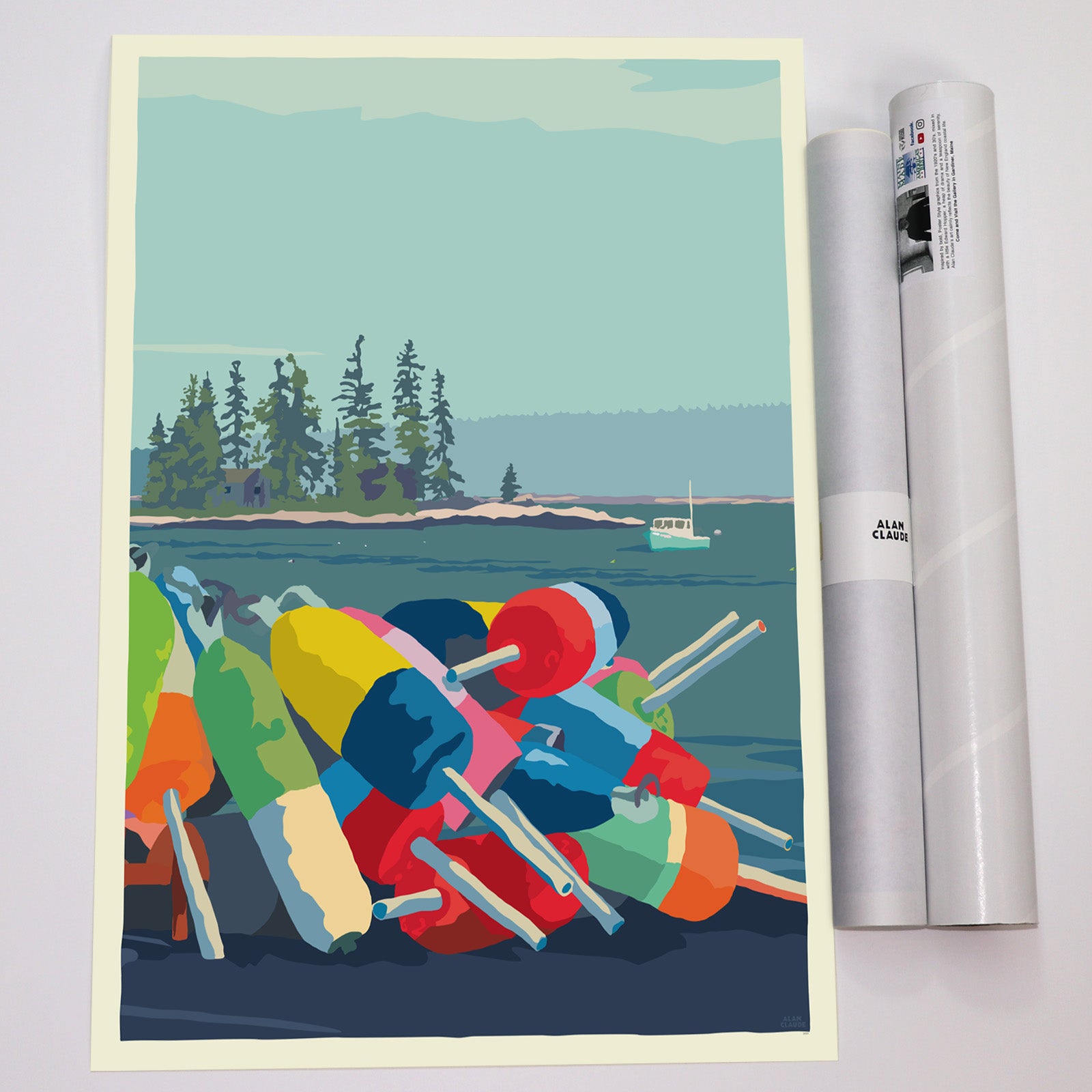 18" x 24" Oh Buoy! Vertical Art Print Wall Poster By Alan Claude - Maine