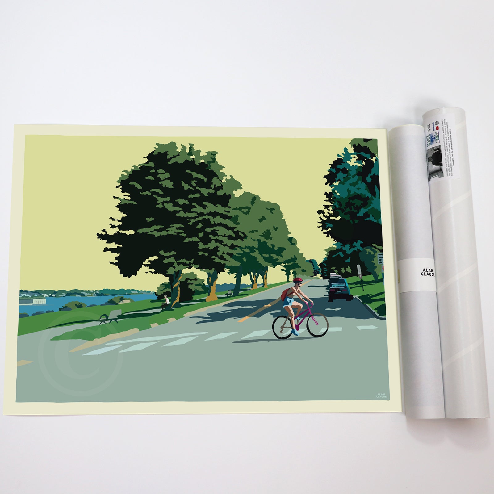 Eastern Promenade Afternoon Art Print 18" x 24" Wall Poster By Alan Claude - Maine