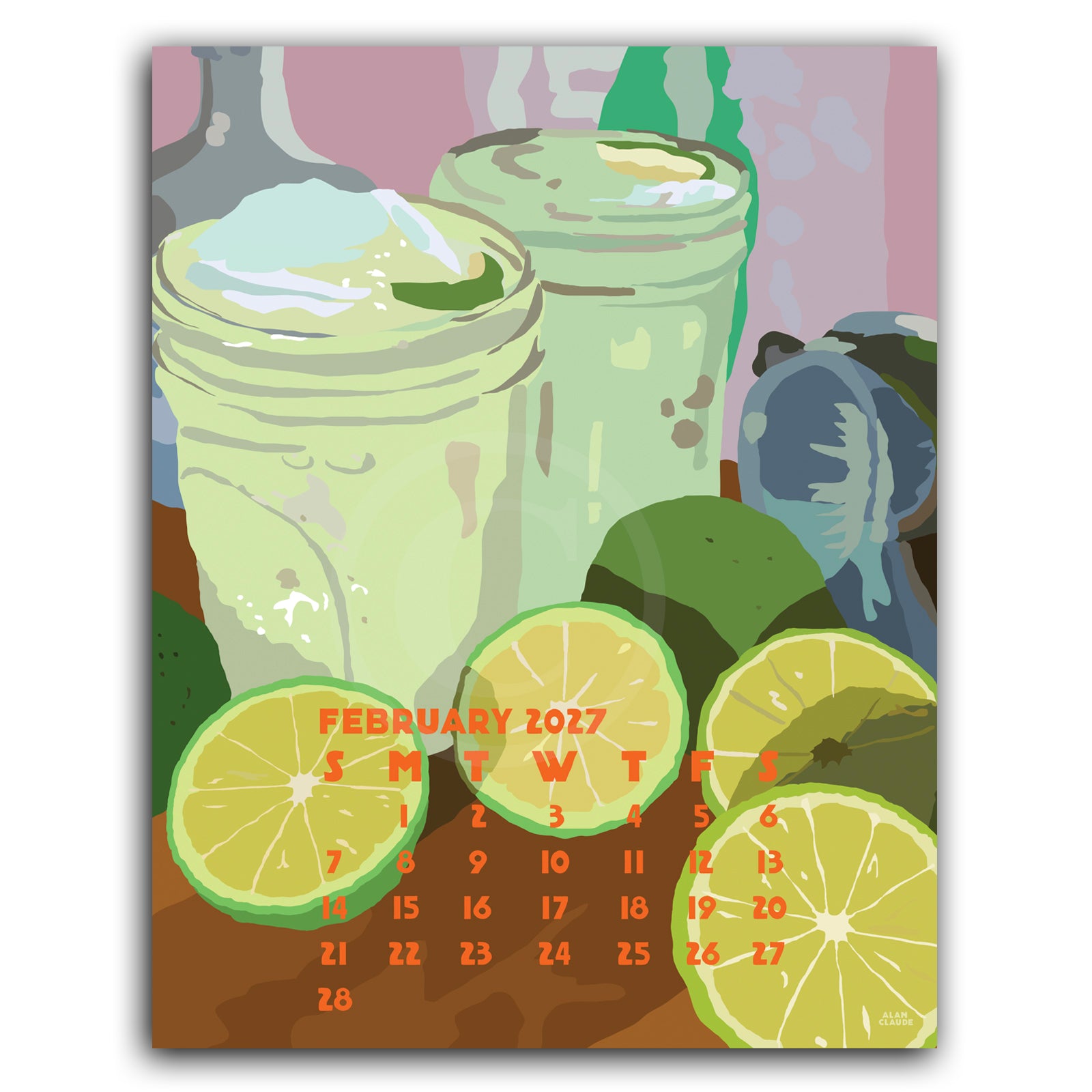 2027 Art Poster Calendar 11" x 14" Retro Vintage Art Style by Alan Claude Graphic Artist