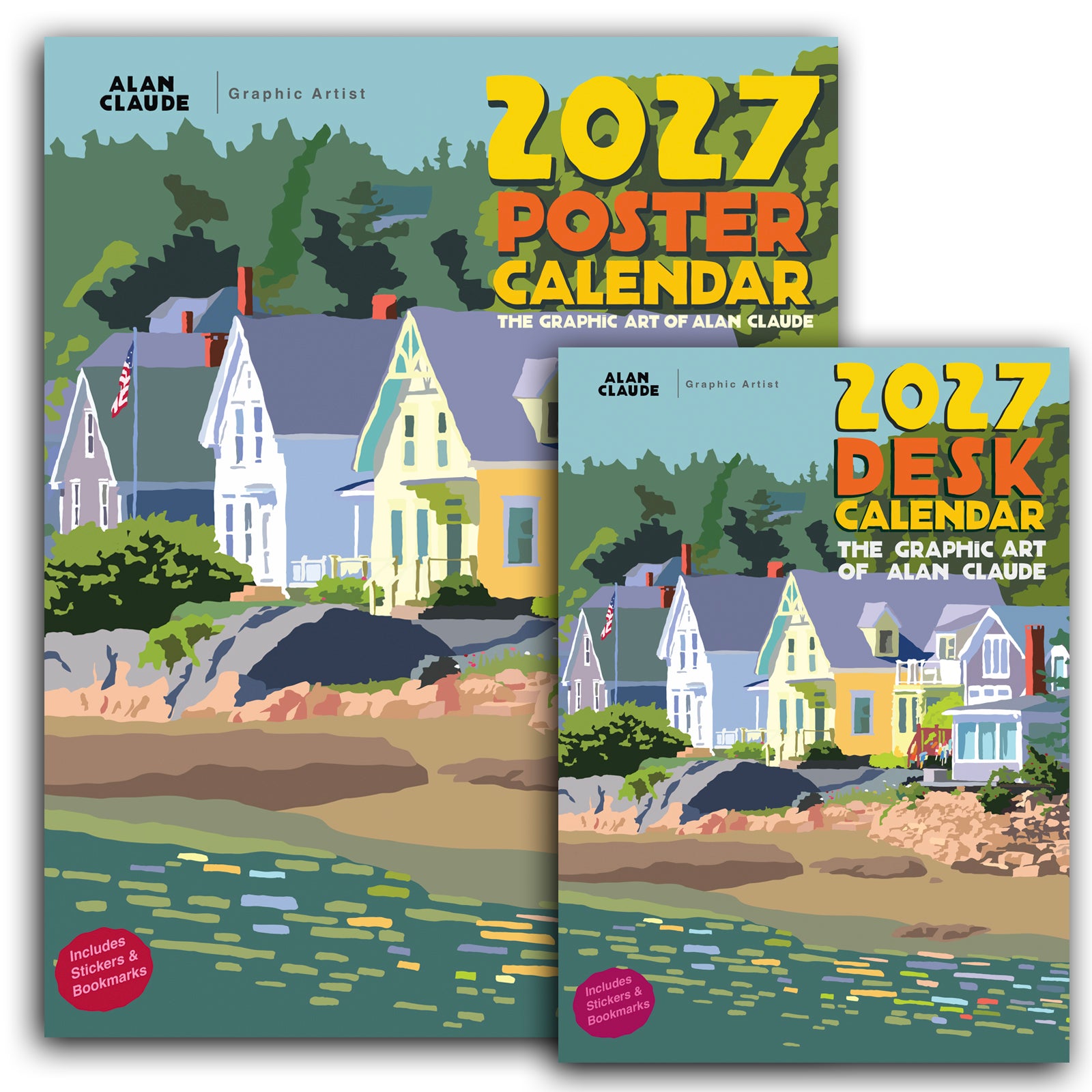 One Poster & One Desk Calendar Retro Vintage Art Style by Alan Claude Graphic Artist