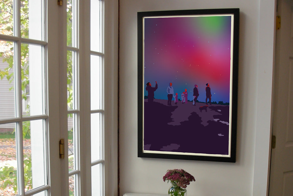 Northern Lights Art Print 24" x 36" Framed Wall Poster By Alan Claude - Maine