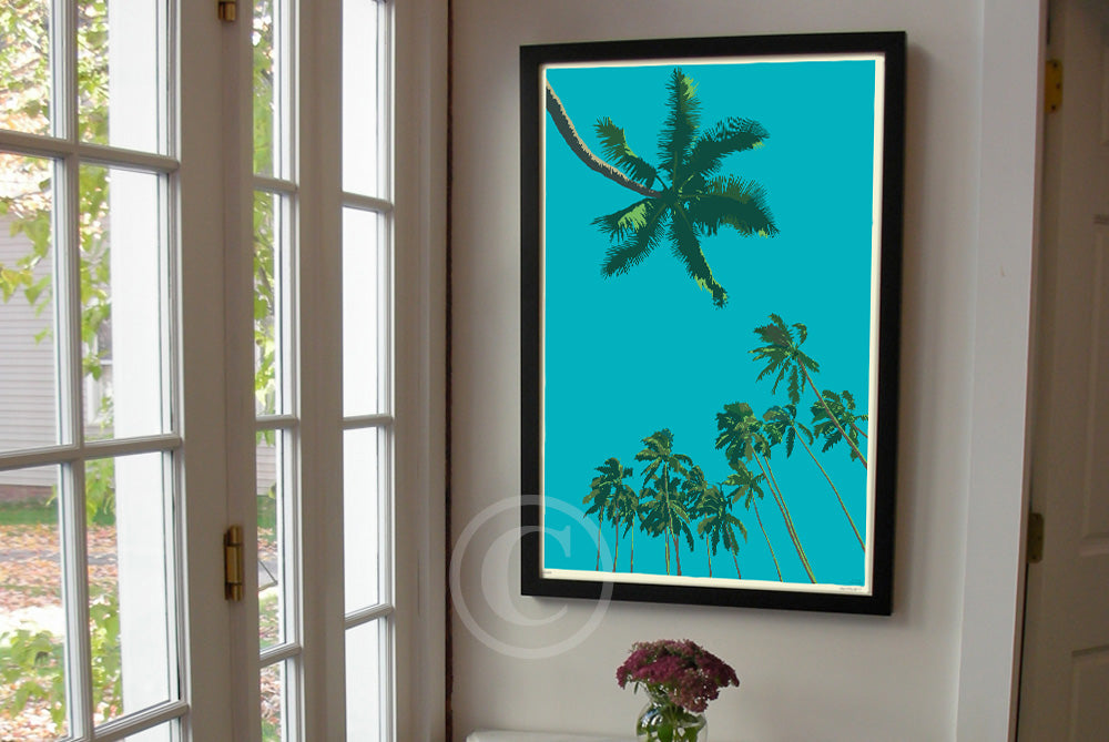 Coconut Sky Art Print 24" x 36" Framed Wall Poster By Alan Claude - Maine
