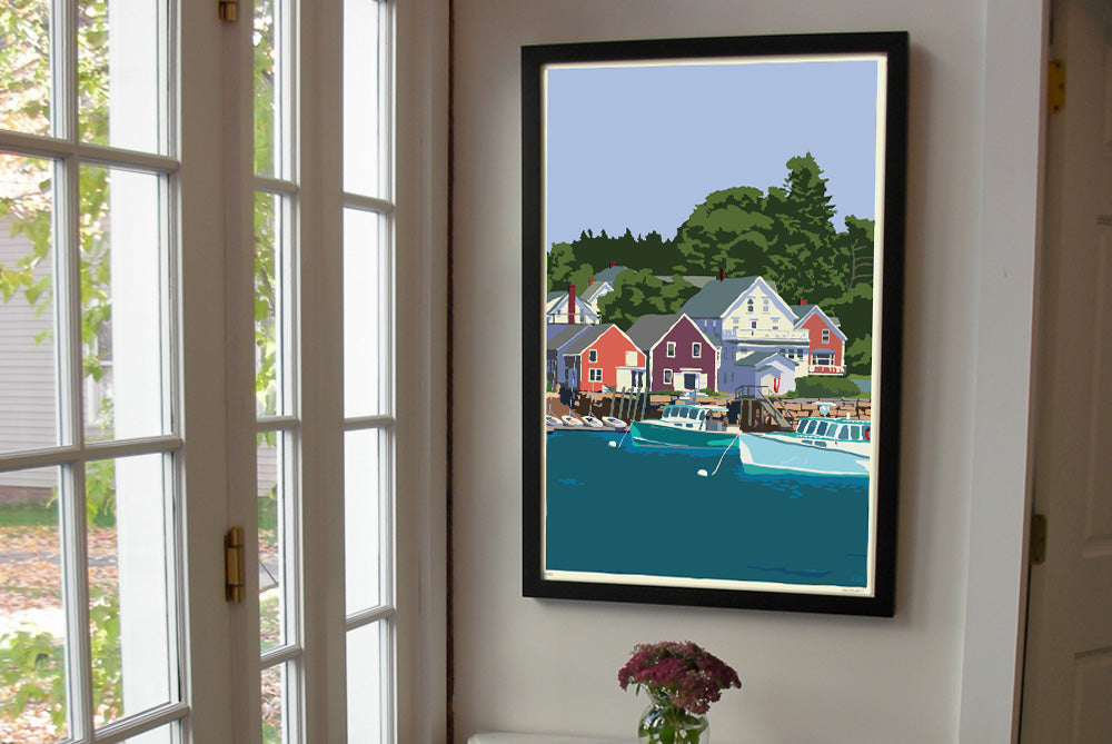 East Coast Haven (Horizontal) Art Print 24" x 36" Framed Wall Poster By Alan Claude - Maine