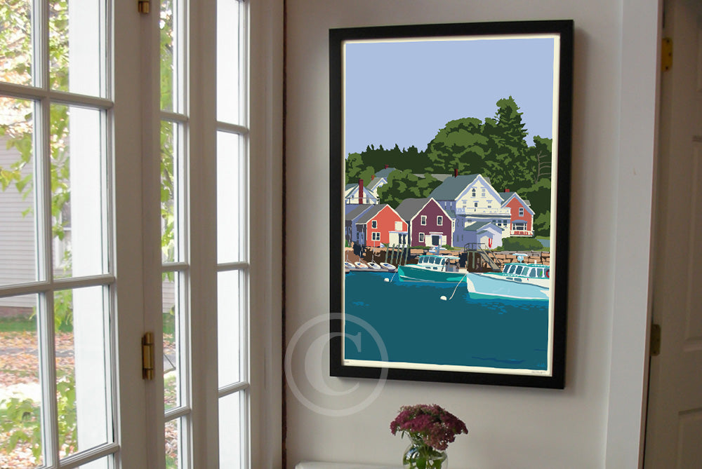 East Coast Haven (Vertical) Art Print 24" x 36" Framed Wall Poster By Alan Claude - Maine