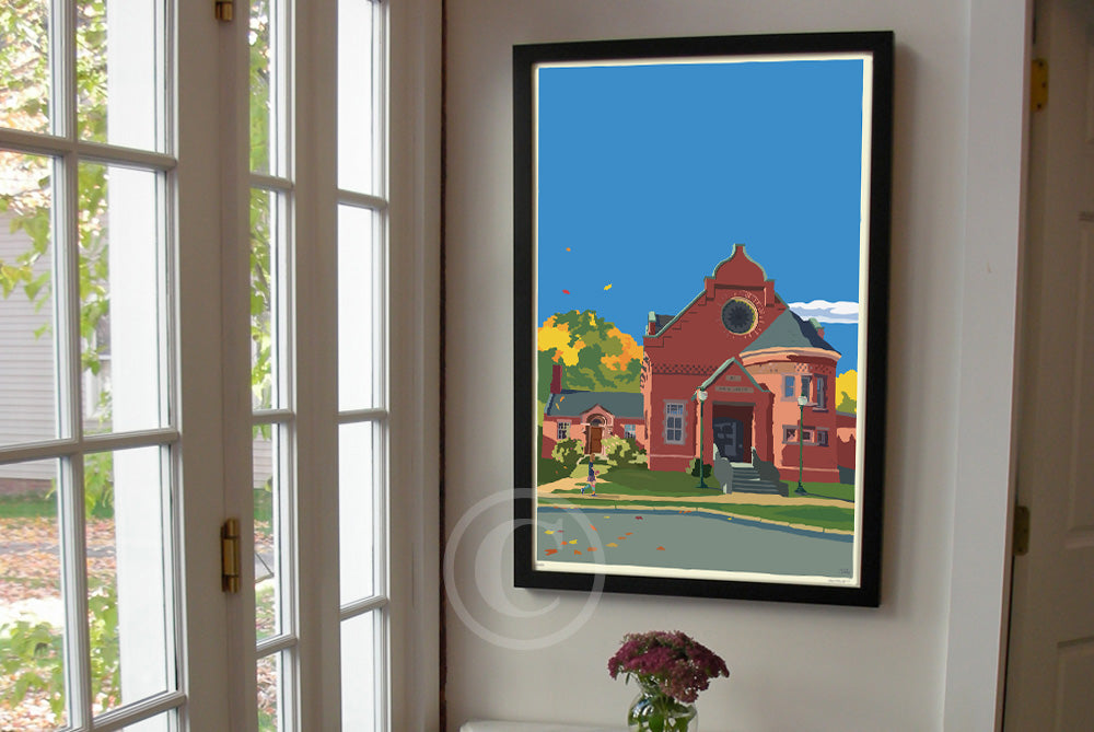 Lets Go To The Library Art Print 24" x 36" Framed Wall Poster By Alan Claude - Maine