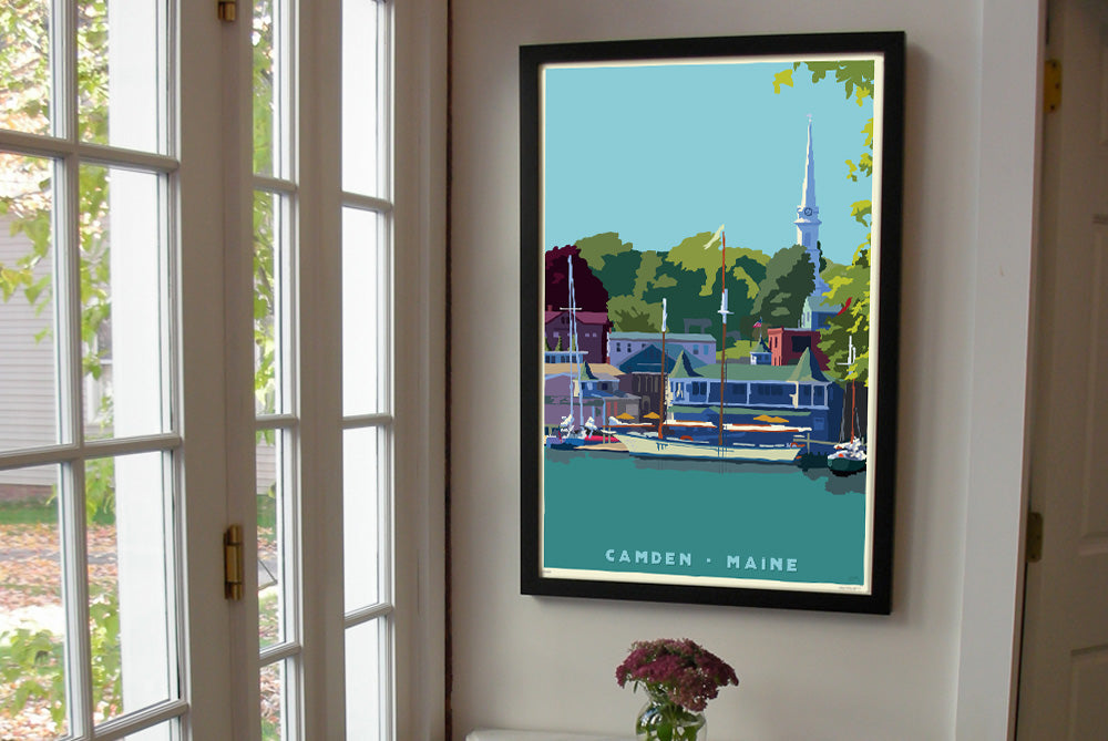 Prettiest Little Village Art Print 24" x 36" Framed Travel Poster By Alan Claude - Maine