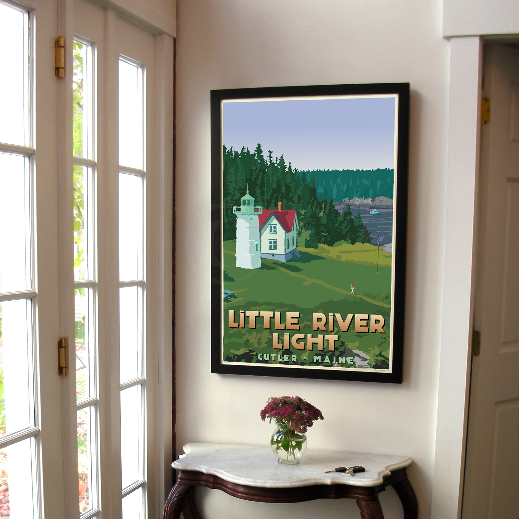 Little River Light Art Print 24" x 36" Framed Travel Poster By Alan Claude