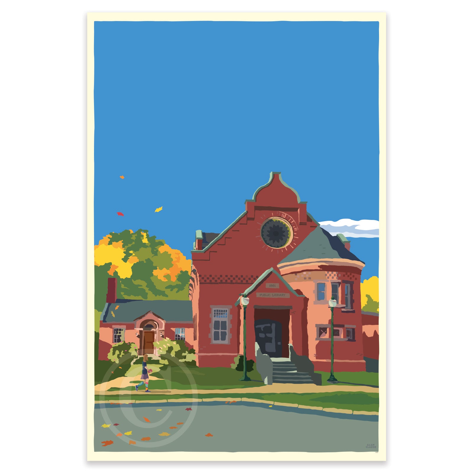 Lets Go To The Library Art Print 24" x 36" Travel Poster By Alan Claude - Maine