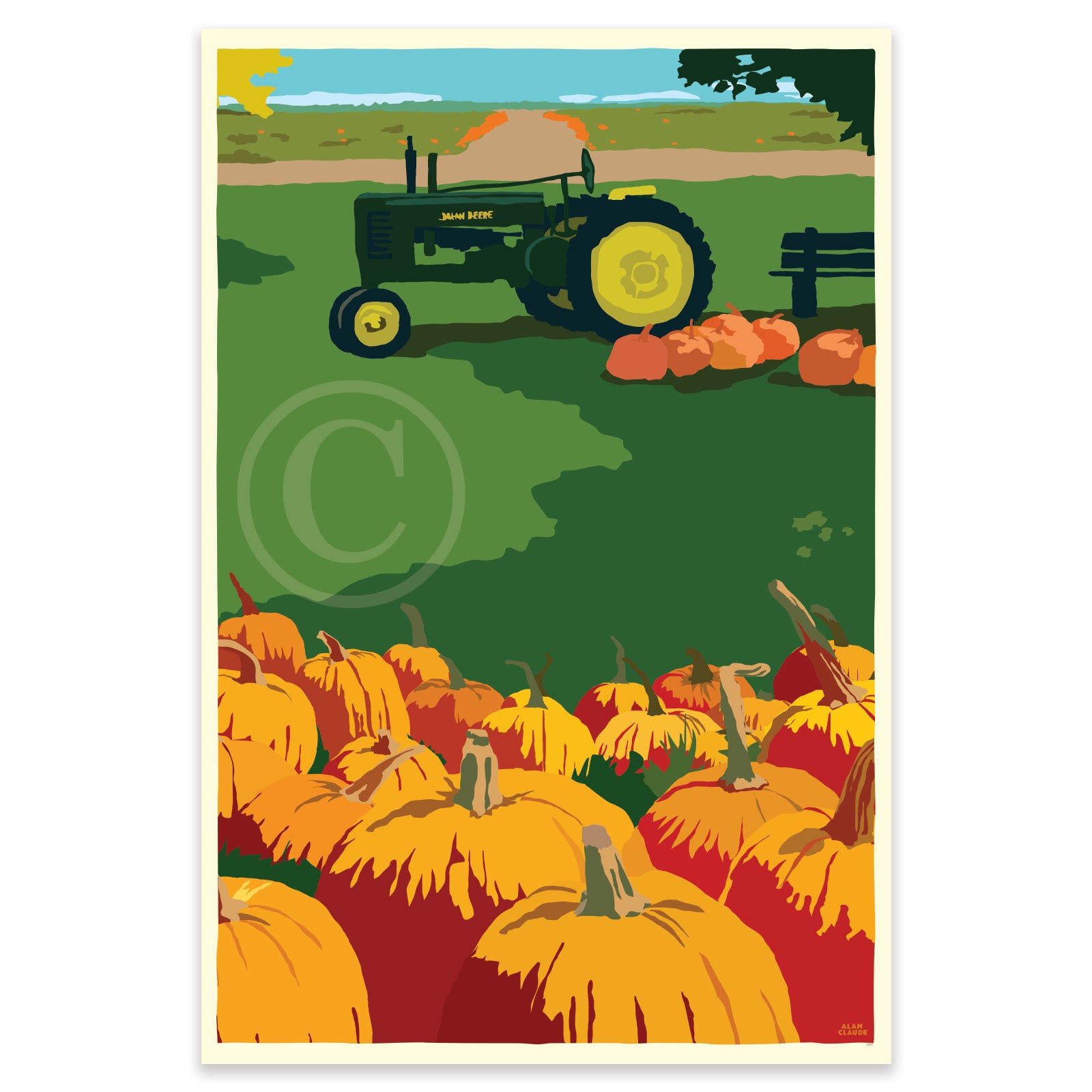 Pumpkin Farm Art Print 24" x 36" Travel Poster By Alan Claude - Maine