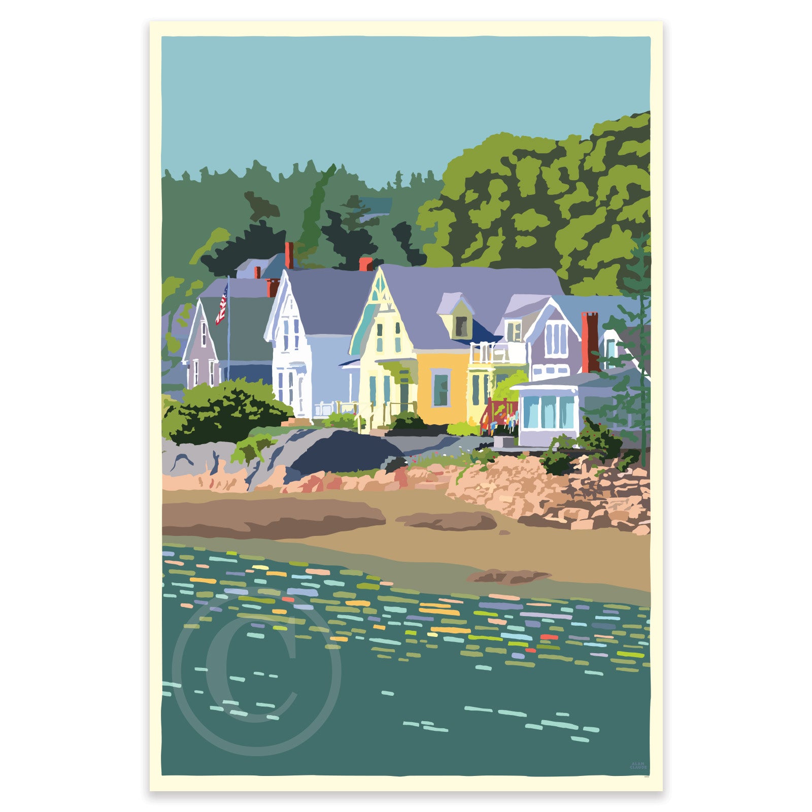 Summer Light Art Print 24" x 36" Travel Poster By Alan Claude - Maine