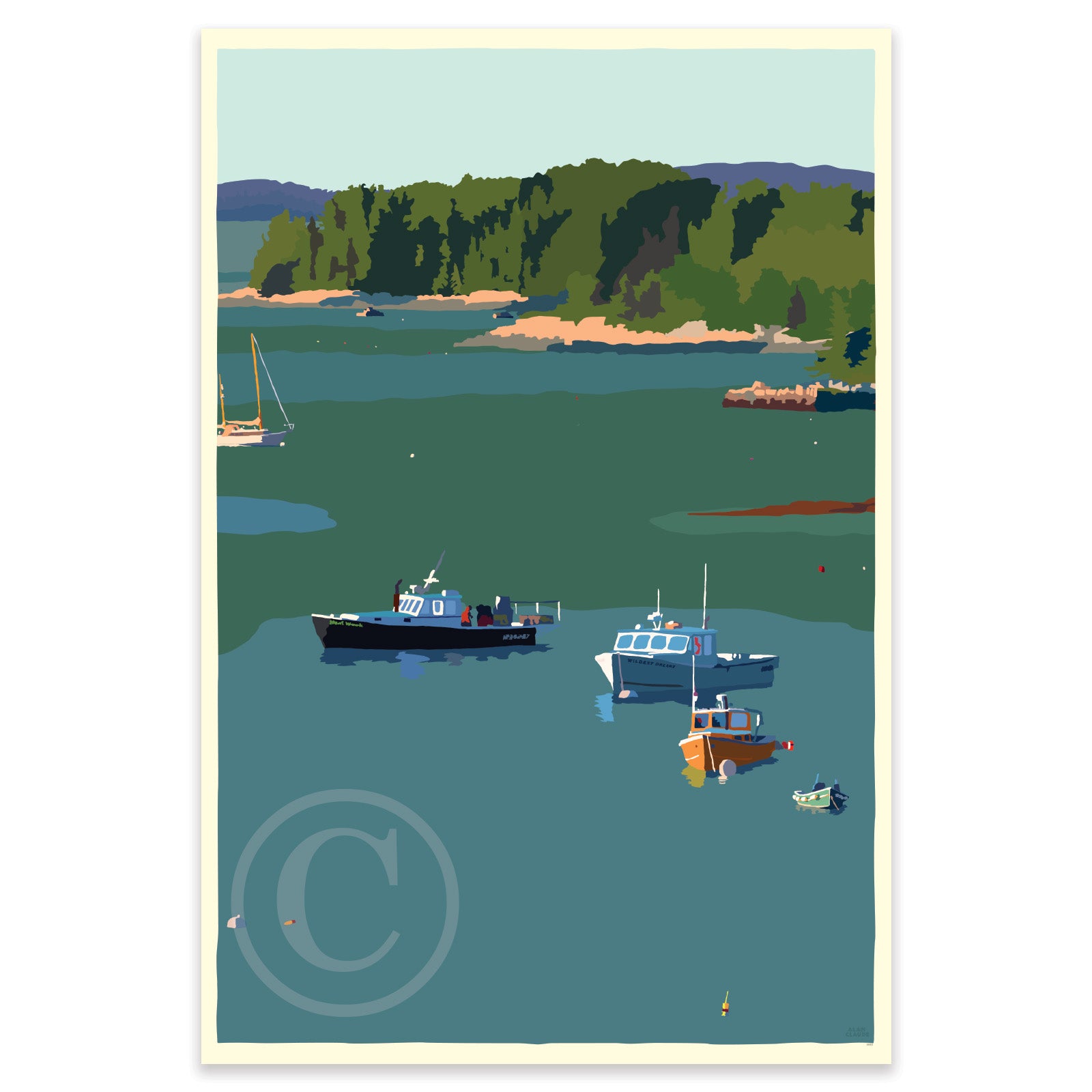Wildest Dreams Art Print 24" x 36" Travel Poster By Alan Claude - Maine