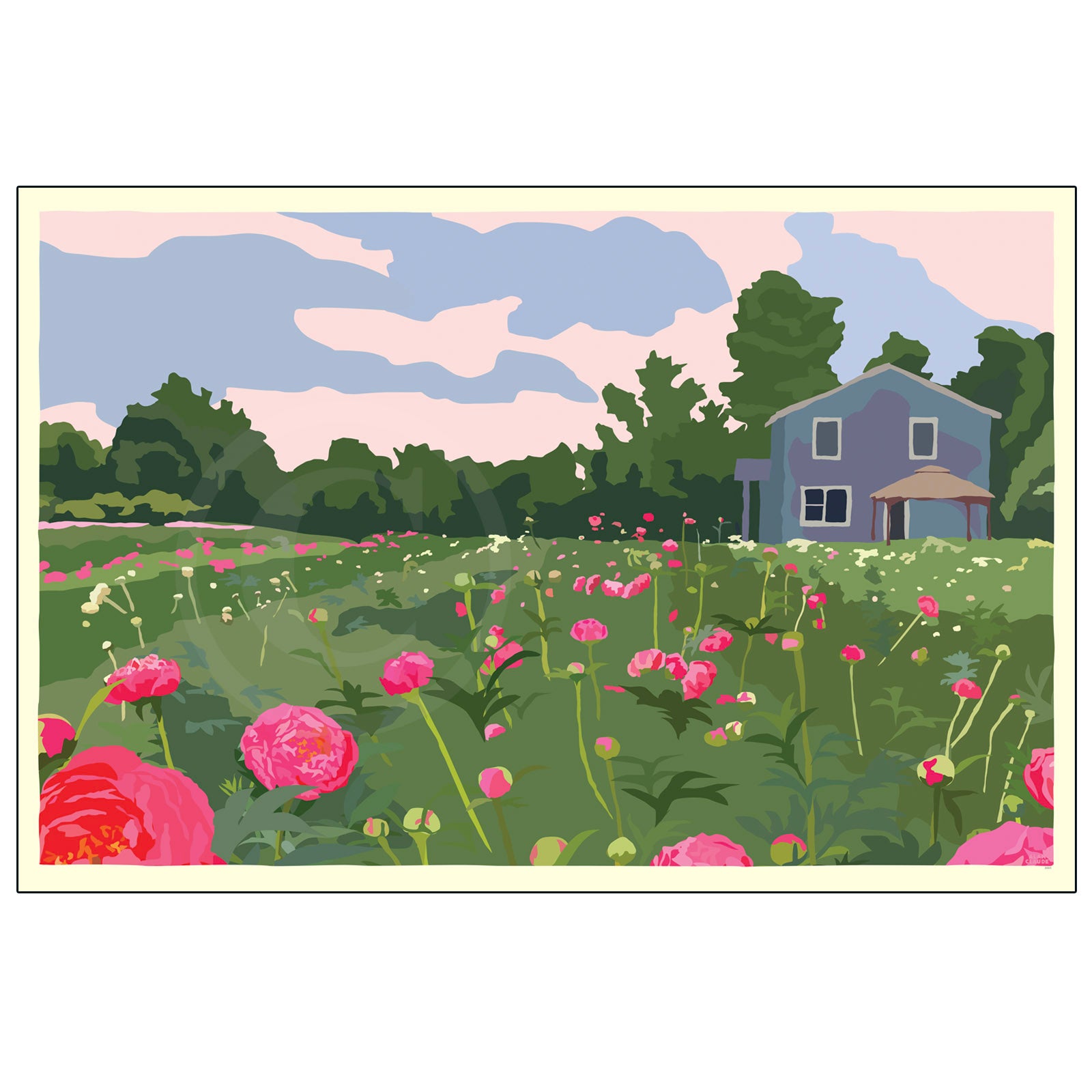 Peonies 36" x 53" Framed Wall Poster - Maine