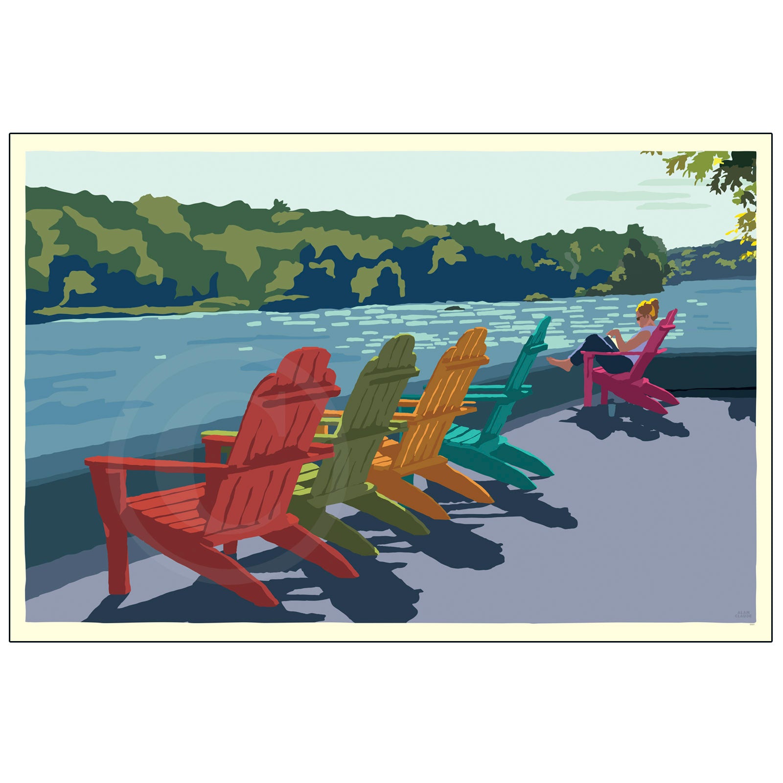 Summer Chairs Art Print 24" x 36" Wall Horizontal Poster By Alan Claude - Maine