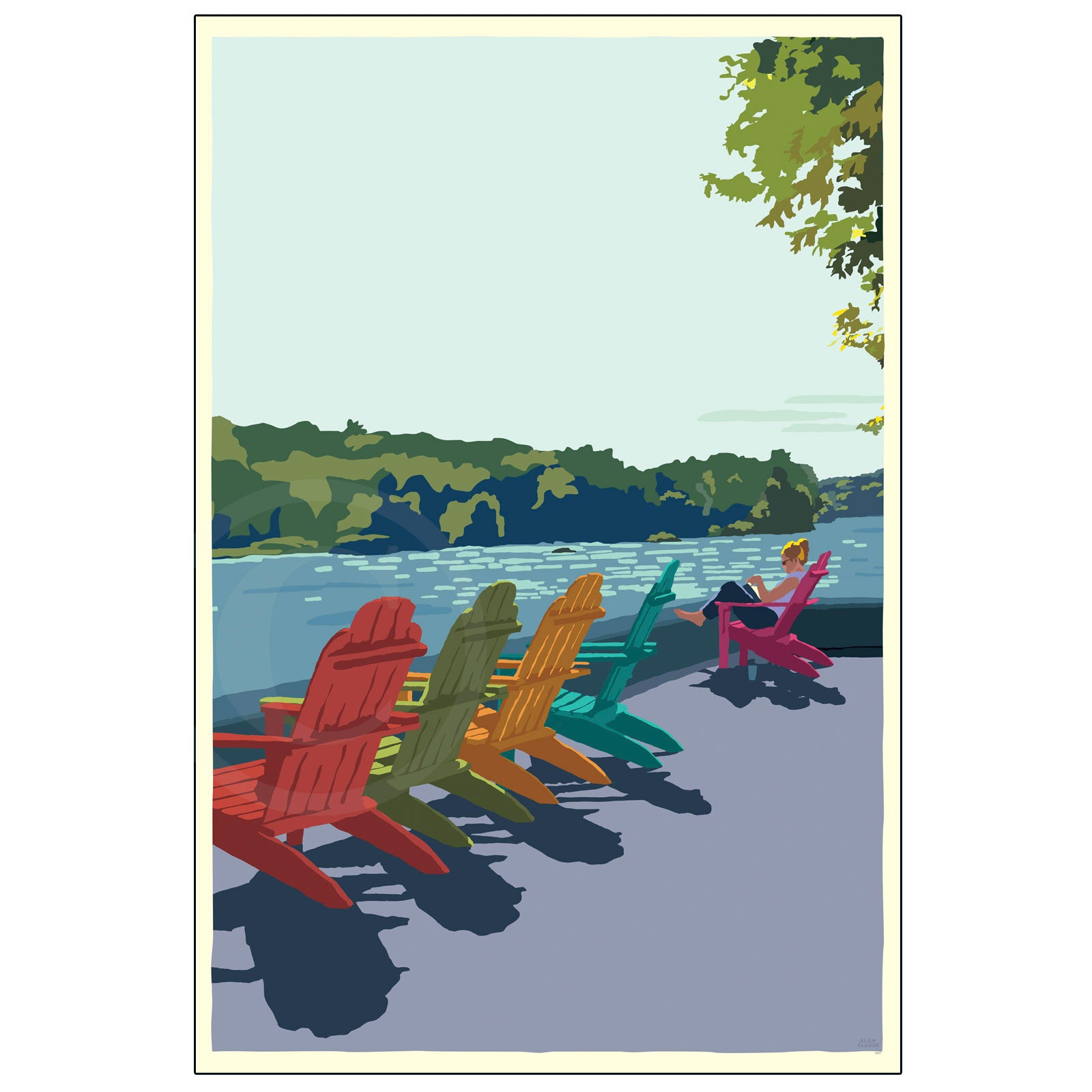 Summer Chairs Art Print 24" x 36" Wall Vertical Poster By Alan Claude - Maine