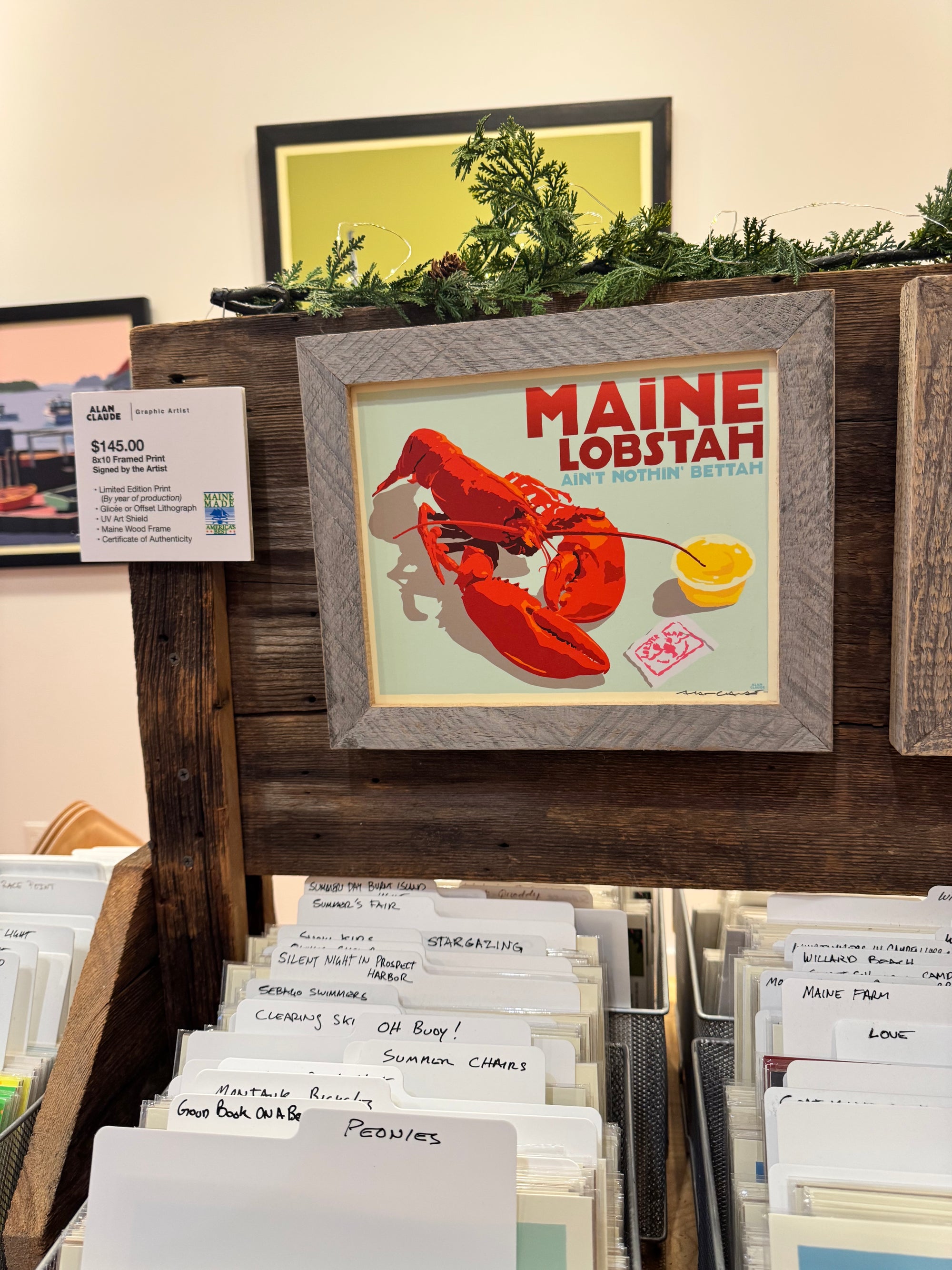 MAINE WOOD FRAME 8" x 10" Framed Maine Lobstah With Buttah (Horizontal)